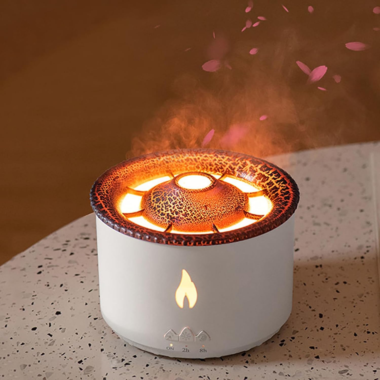 L'humidificateur volcan, deux modes de vaporisation, les effets de lumière rouge et bleue, peut être utilisé comme veilleuse, facile à nettoyer,