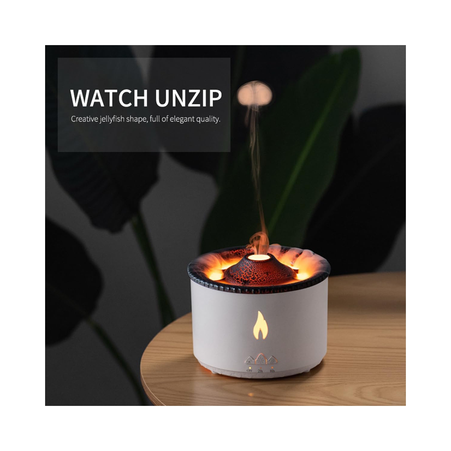 L'humidificateur volcan, deux modes de vaporisation, les effets de lumière rouge et bleue, peut être utilisé comme veilleuse, facile à nettoyer,