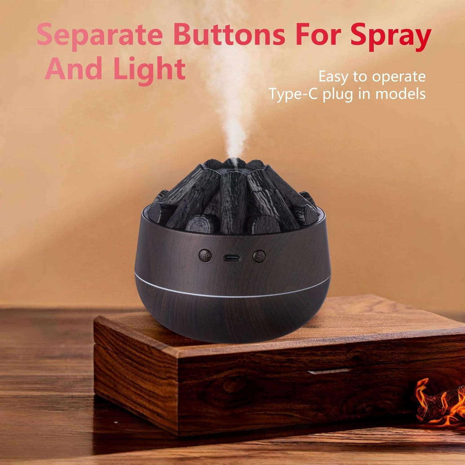 Atmosphere Night Light Humidifier Simulation Charcoal Fire Humidifier USB Atomizing Flame Humidifier