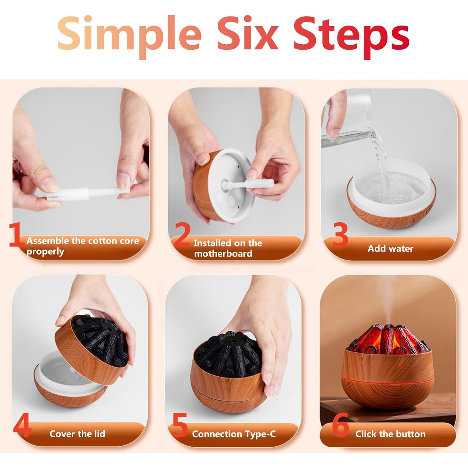 Atmosphere Night Light Humidifier Simulation Charcoal Fire Humidifier USB Atomizing Flame Humidifier