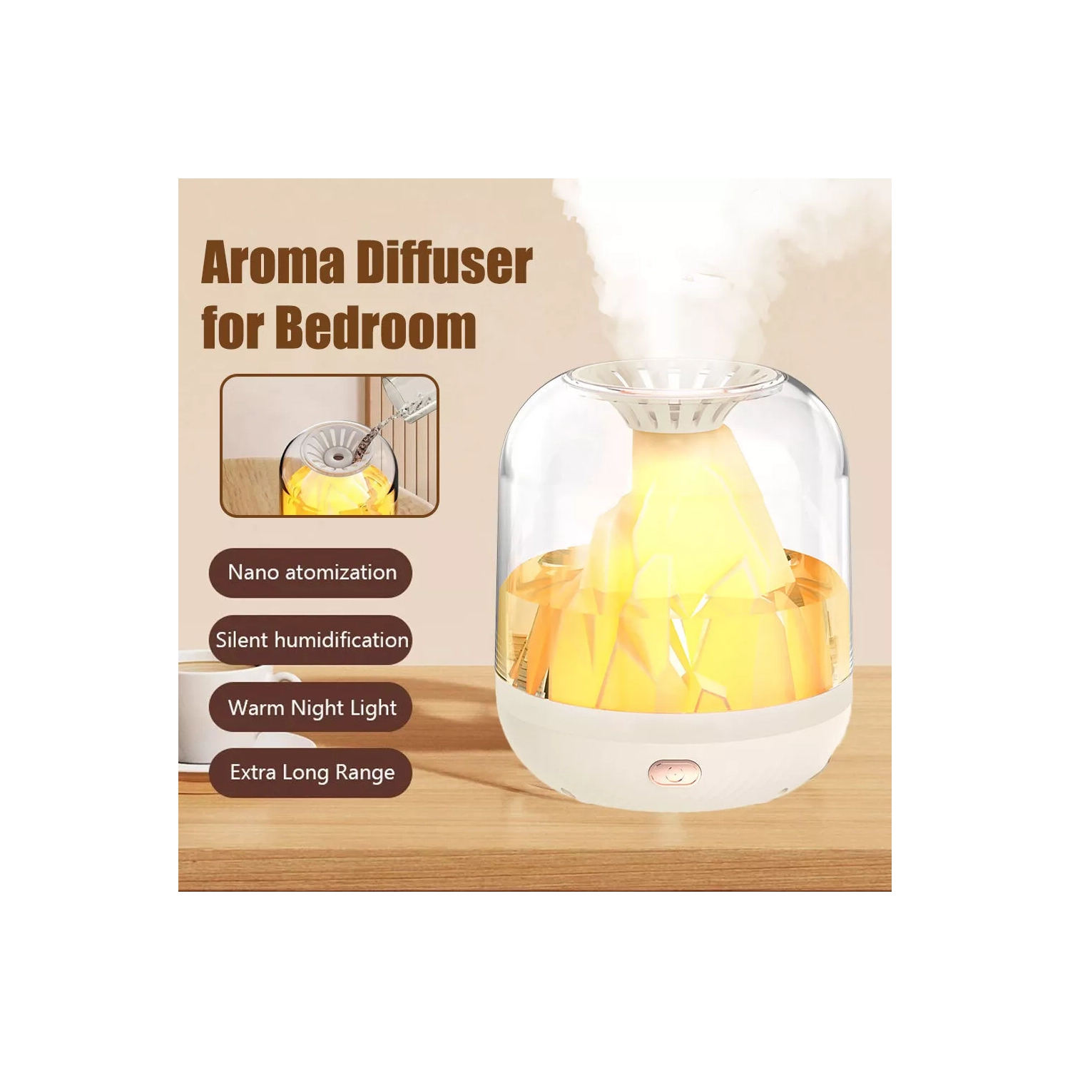 Flame humidifier household bedroom silent small desktop large capacity single spray