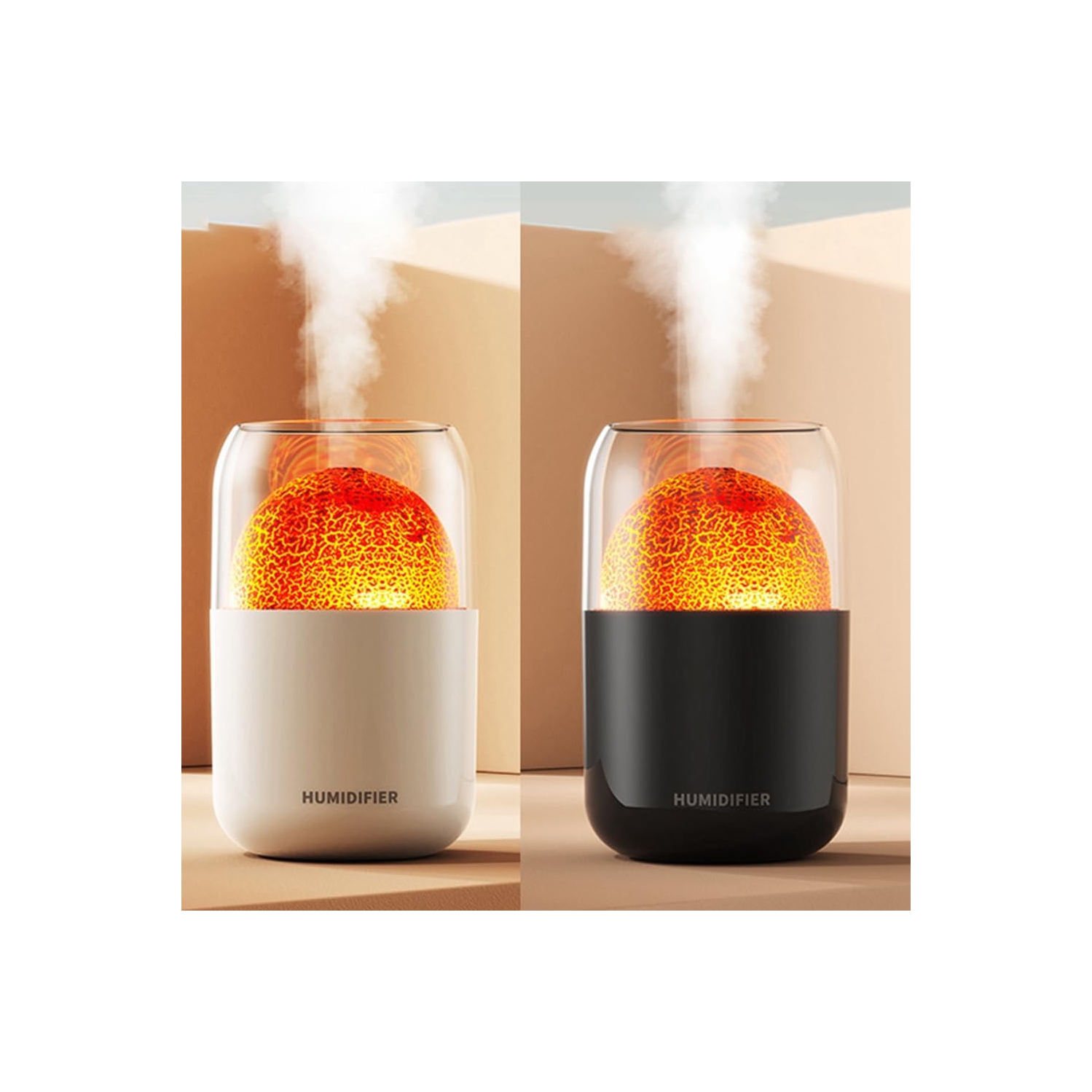 Mist humidifier, crack volcano humidifier usb silent large fog volume colorful atmosphere light home bedroom