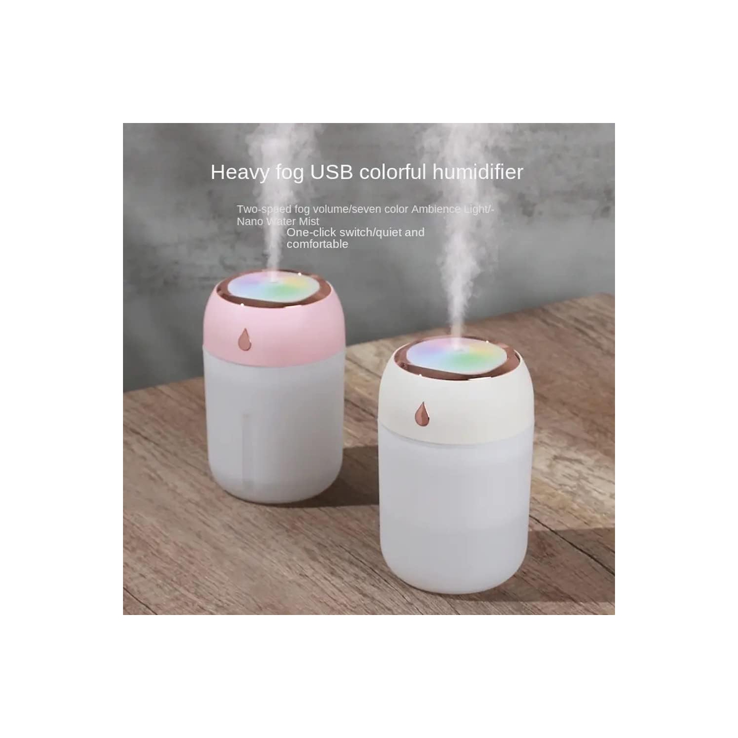 Humidificateur USB à grande brume double vaporisateur Nano à lumière colorée de You Humidifier - Rose