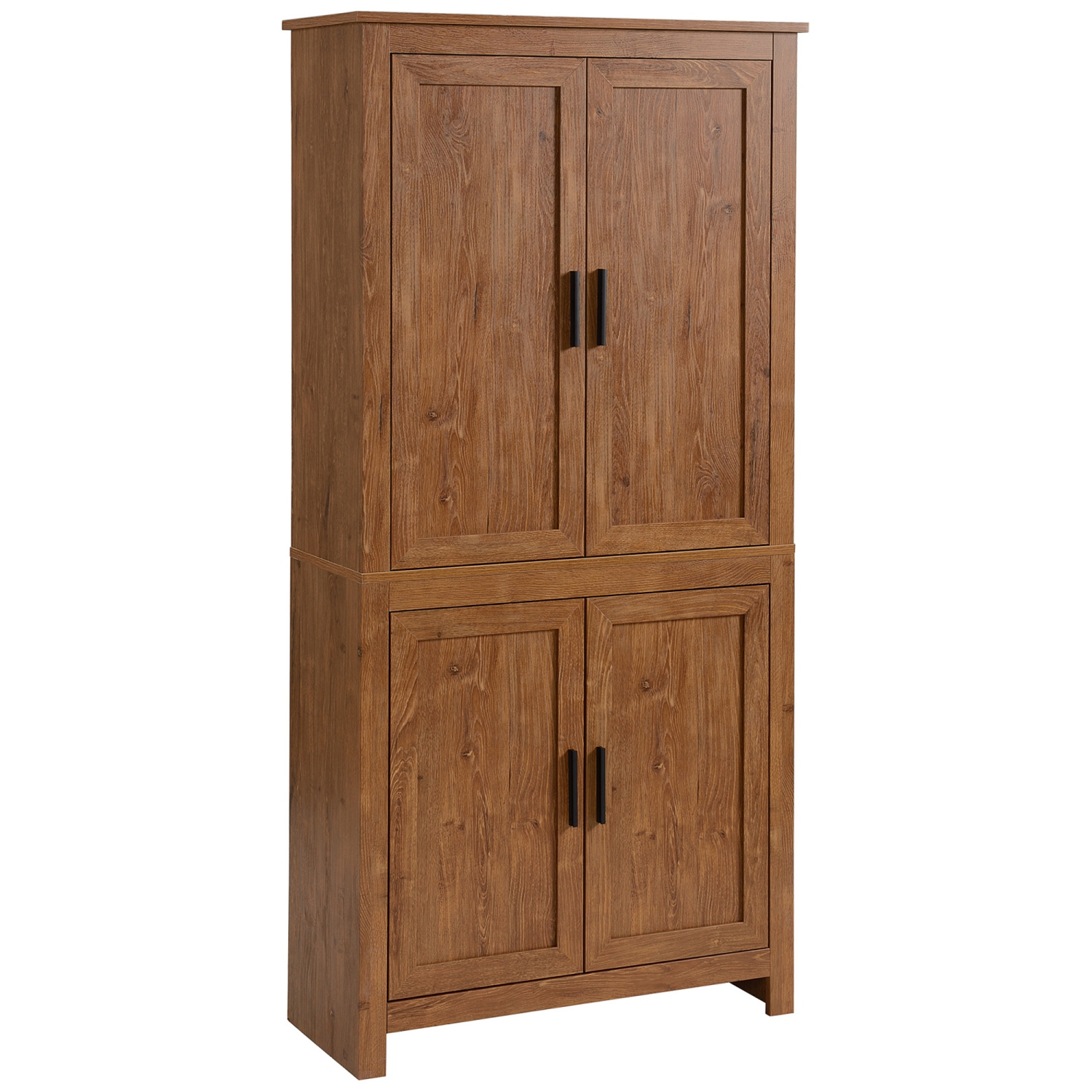 HOMCOM – Armoire garde-manger de 64&nbsp;po, armoire de rangement de cuisine avec 4 portes et 3 tablettes réglables, chêne