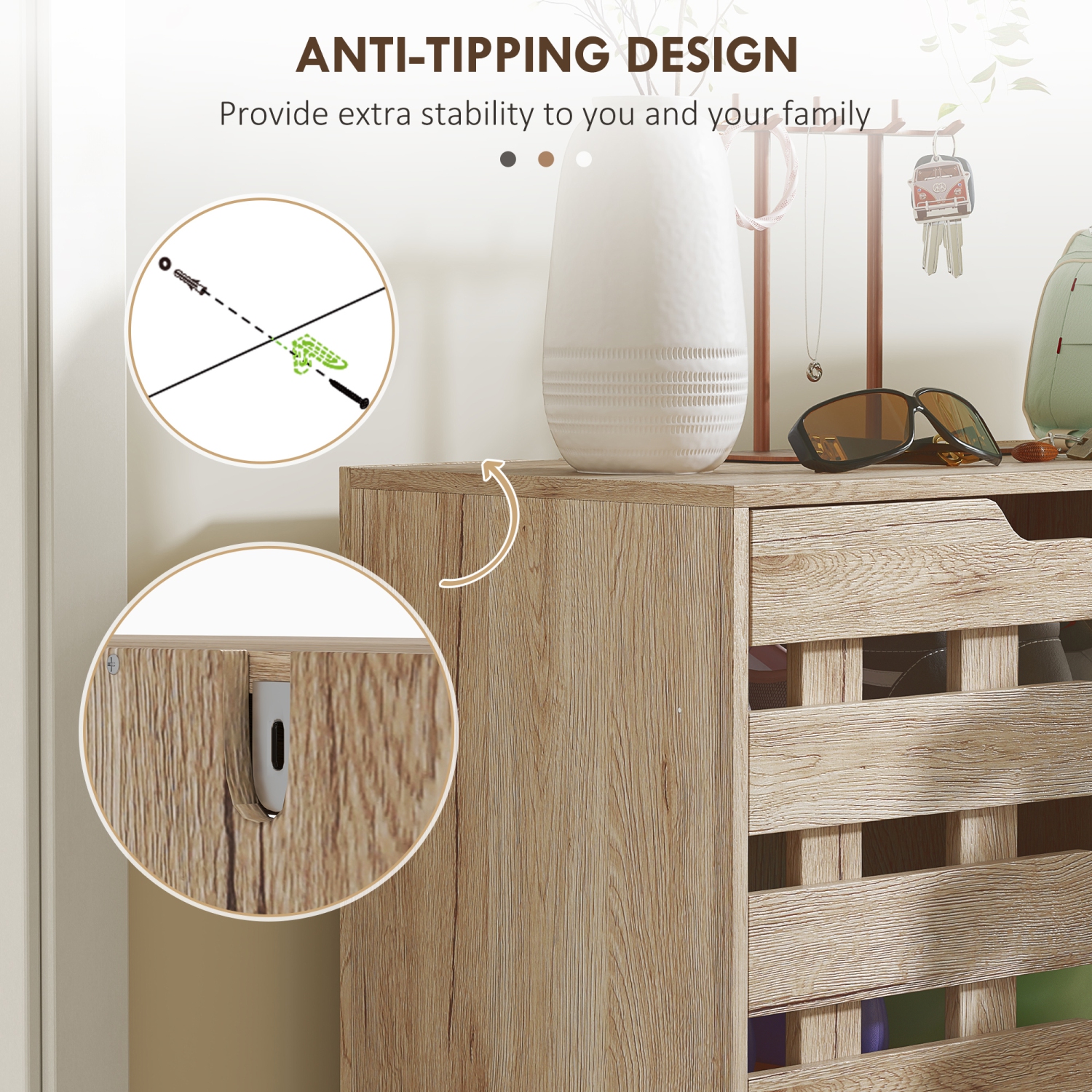 HOMCOM – Armoire à chaussures moderne avec portes creuses et tablettes ouvertes à 5 niveaux, armoire de rangement à chaussures à 21 paires pour