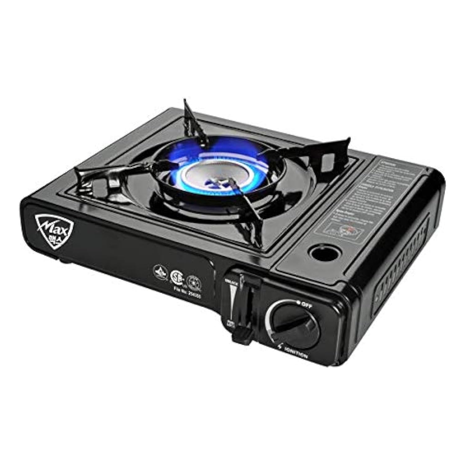 Max Gas Stove MS-2500, Up to 8000 BTU, Black Camp Stove, with Carrying Case