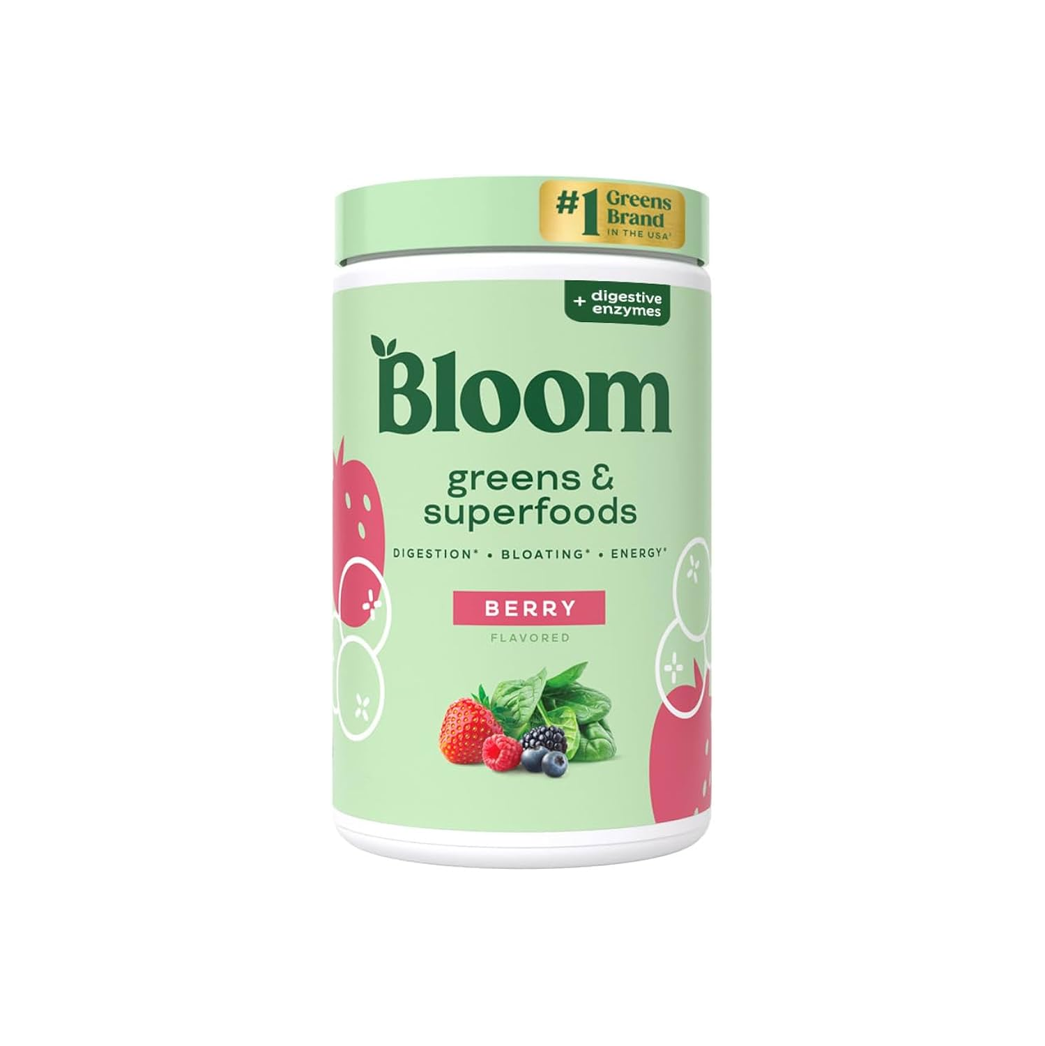 Bloom Nutrition Superfood Greens Poudre, Enzymes digestives avec probiotiques et prébiotiques, Santé intestinale, Soulagement des ballonnements pour