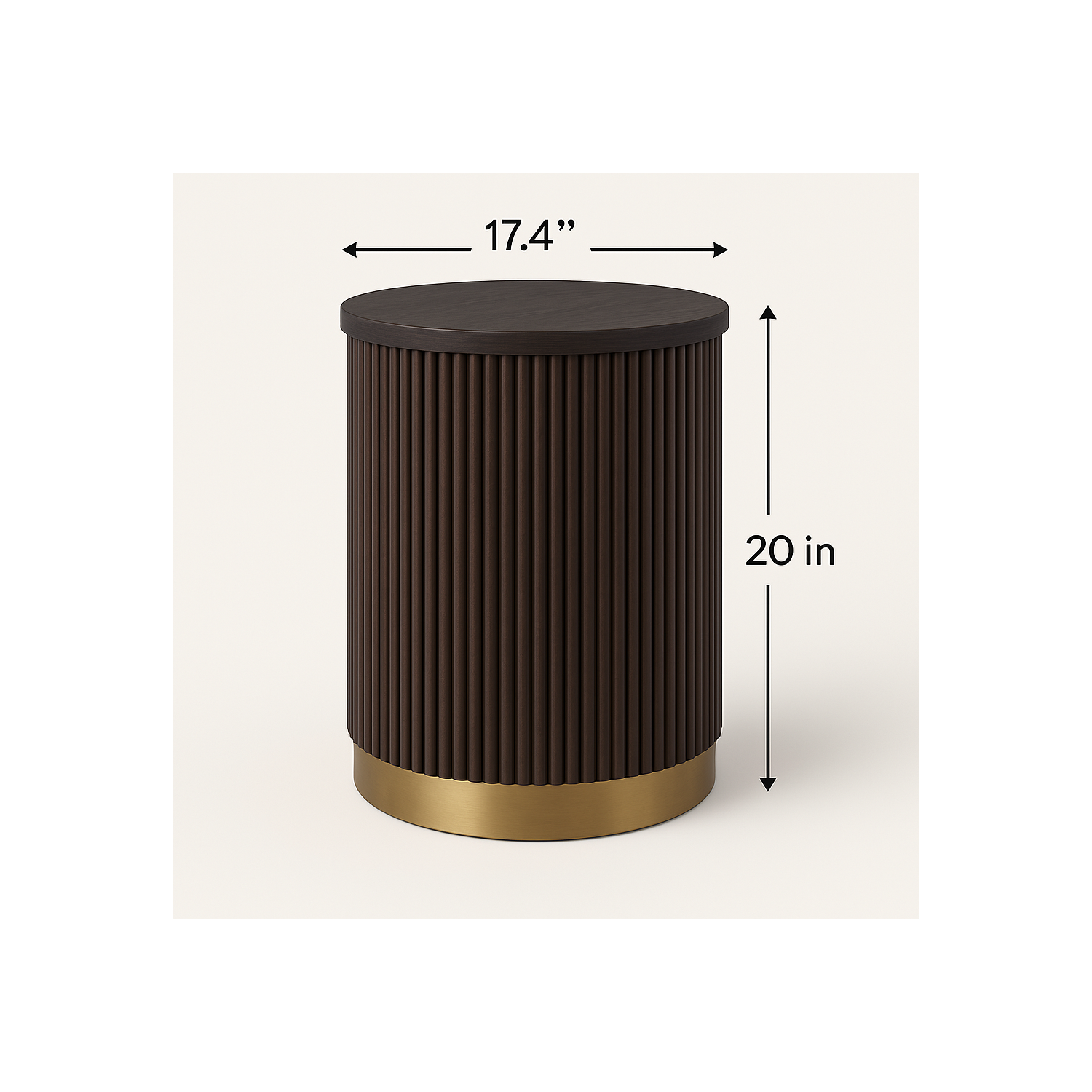 VAST Contemporary Fluted Side Table - Dark Brown