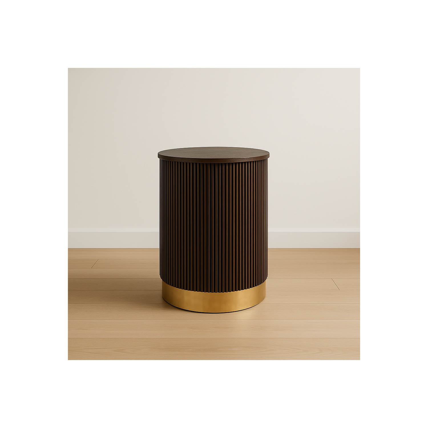 VAST Contemporary Fluted Side Table - Dark Brown