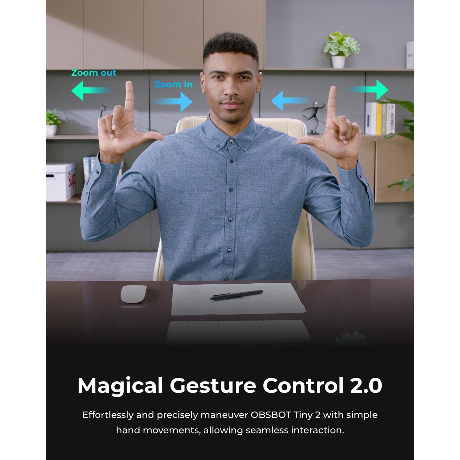 OBSBOT Tiny 2 4K Webcam with AI Tracking, Voice & Gesture Control, Auto Focus, HDR, and Multi-mode Streaming for PC and Meetings