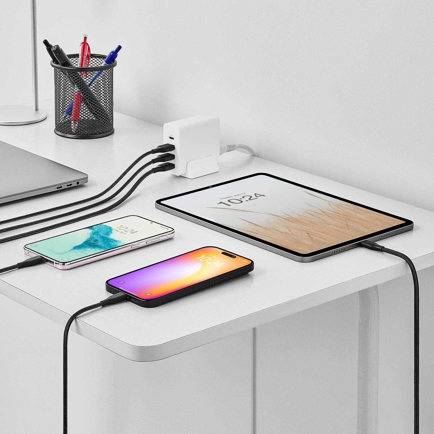 Câbles tissés USB-C à USB-A de 3 m/1,8 m/1,2 m d'Insignia - Paquet de 3 - Anthracite - Exclusivité Best Buy