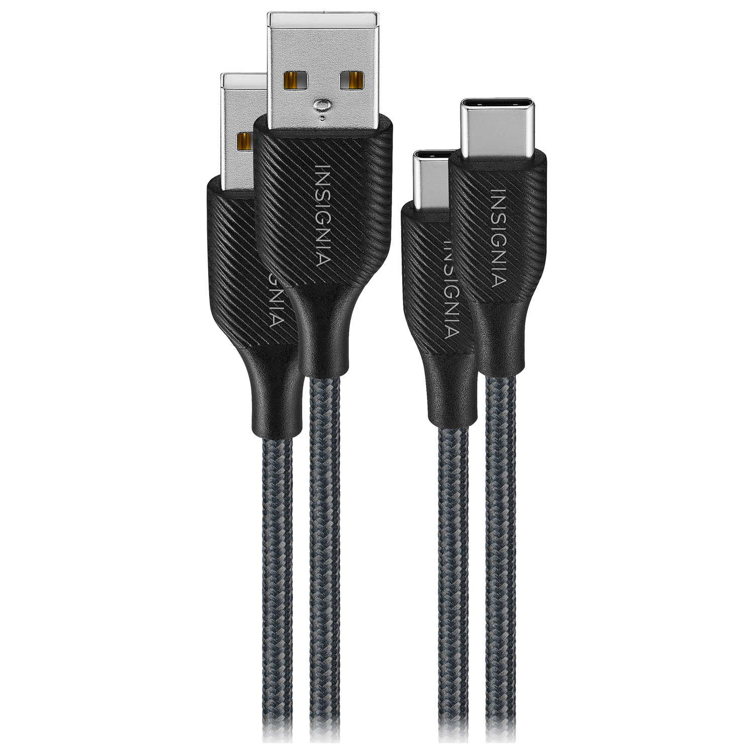 Insignia 1.8m Braided USB-C to USB-A Cable (NS-MCA6CAB2-C) - 2 Pack - Charcoal - Only at Best Buy