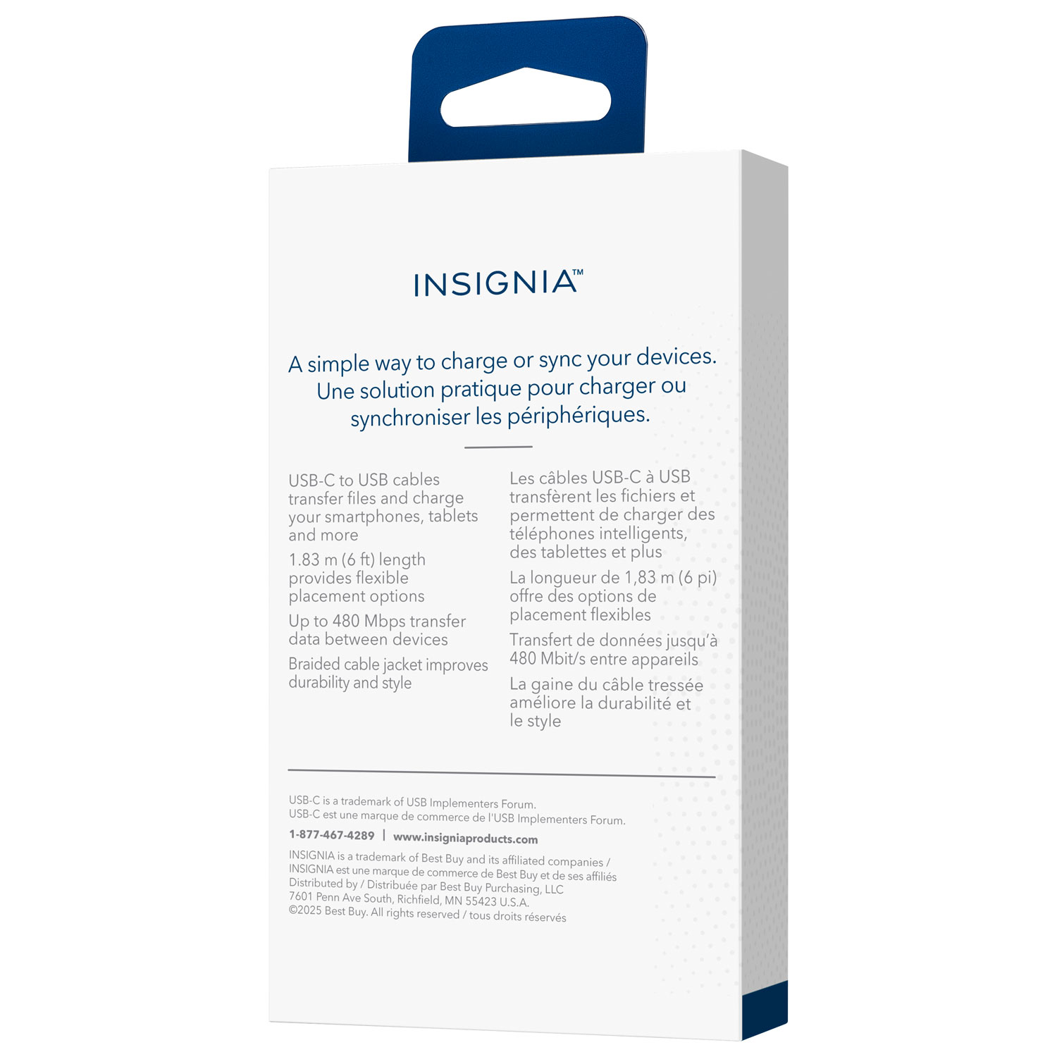 Insignia 1.8m Braided USB-C to USB-A Cable (NS-MCA6CAB2-C) - 2 Pack - Charcoal - Only at Best Buy