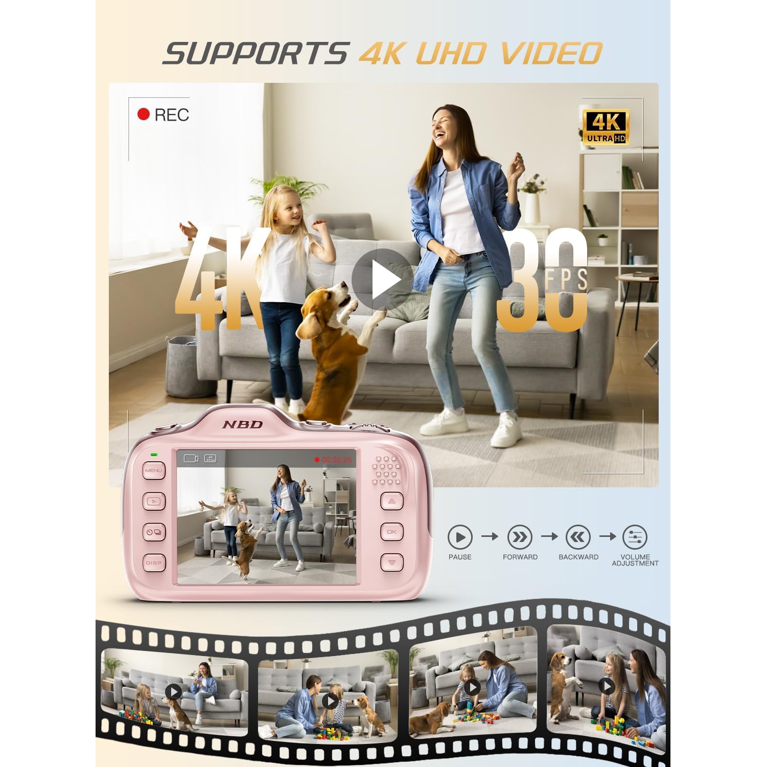 NBD 64MP Digital Cameras for Photography,4K Point and Shoot Camera,16X Zoom Compact Travel Cameras, Auto Focus for Beginners Teens Kids and Lover