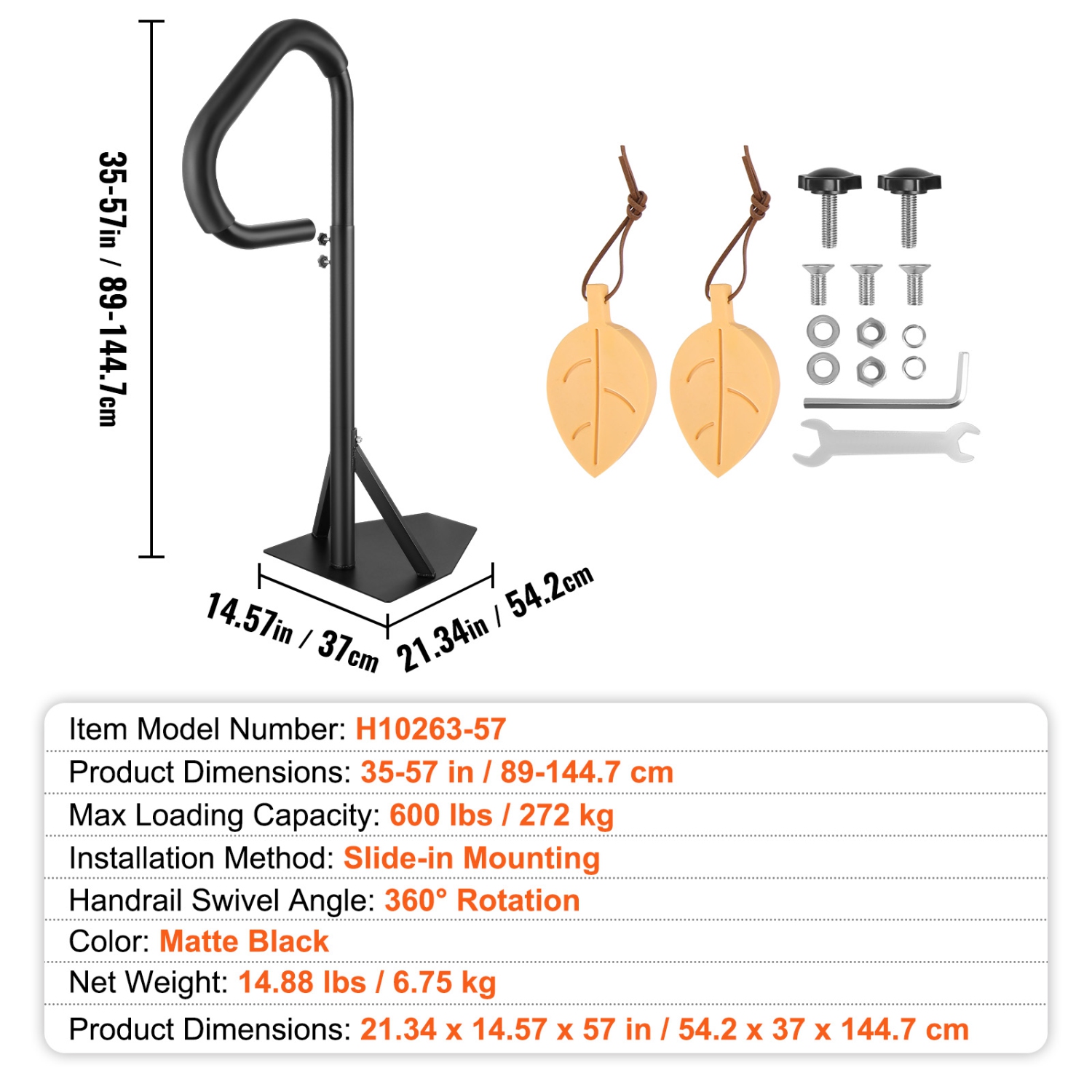 Barre d'appui pour spa VEVOR, 360 rampe latérale rotative pour spa avec hauteur réglable de 35 à 57&nbsp;po, rail en aluminium antirouille pour spa