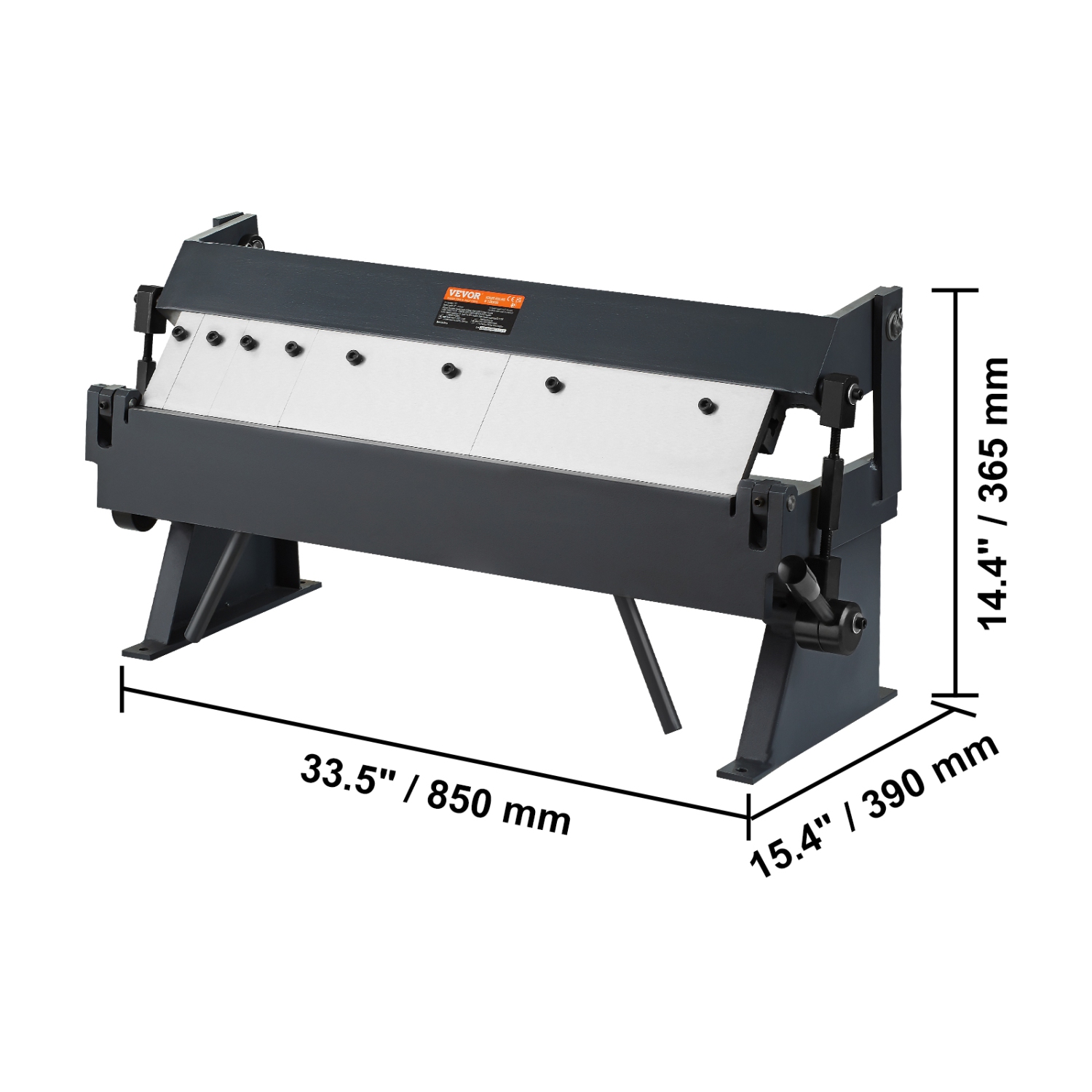 VEVOR 24-Inch Box and Pan Brake, 0-130 Degrees Sheet Metal Bending Brake, Metal Bender with 20 Gauge Low Carbon Steel 14 Gauge Aluminum Capacity, 5