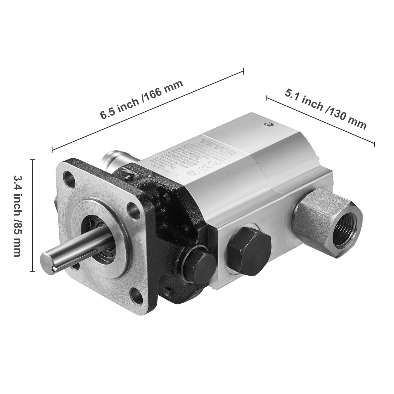 VEVOR 11GPM Hydraulic Log Splitter Pump, 2 Stage 3000PSI Wood Log Splitter Pump,1'' Inlet 1/2'' NPT Outlet 3600 RPM Hydraulic Gear Pump, for Engine