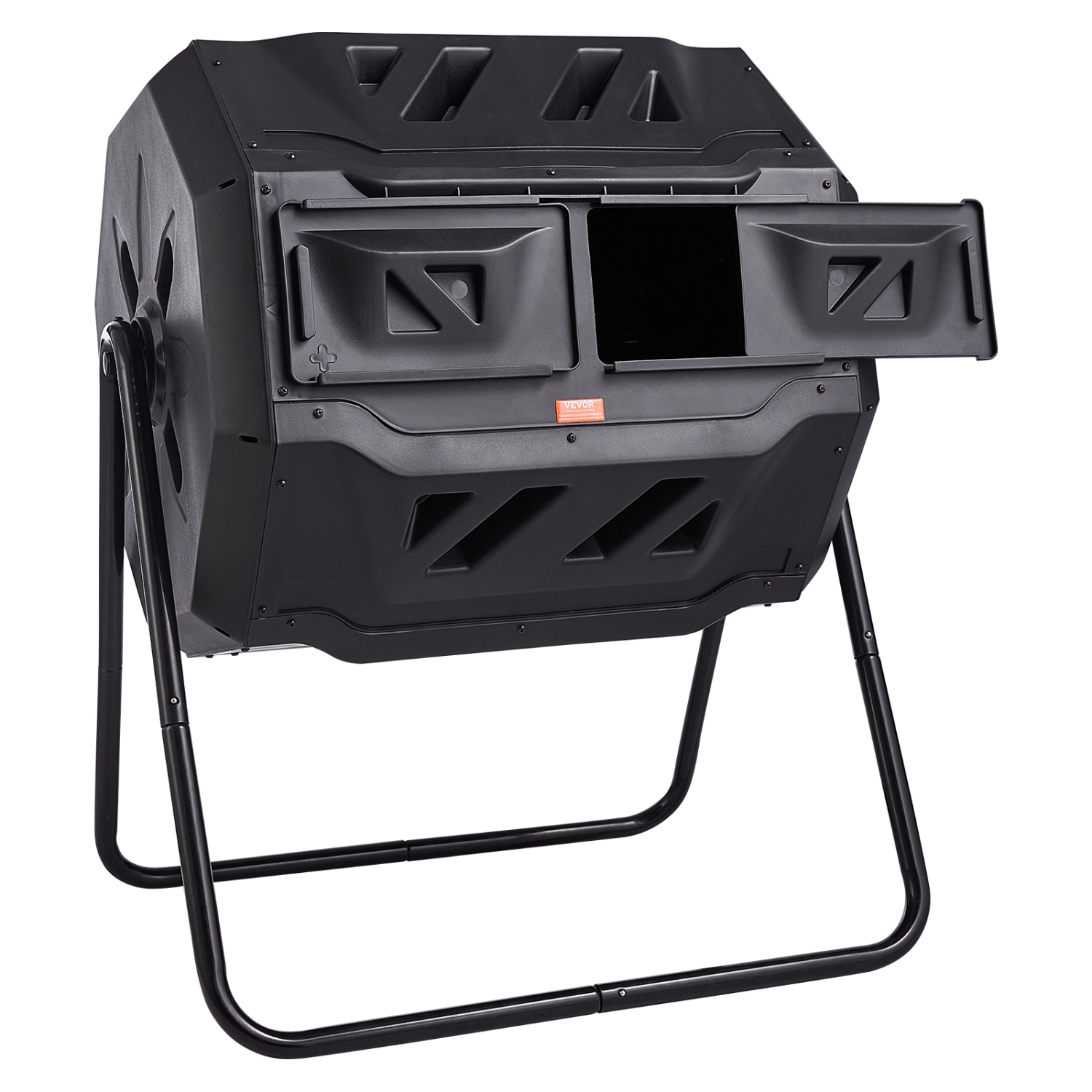 VEVOR 43-Gal Compost Bin, Dual Chamber Tumbler, Tumbling Rotating Composter with 2 Sliding Doors and Steel Frame, BPA Free Composter Bin Tumbler for