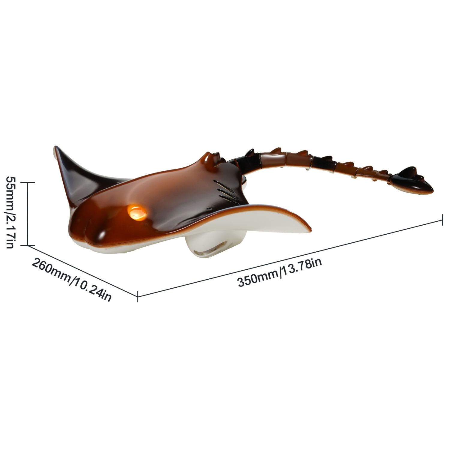 VEVOR Remote Control Manta Ray Toy, 2.4GHz High Simulation Robot Manta Ray with Light, 2 Rechargeable Batteries, for Pool, Bathtub or Lake, for 6+