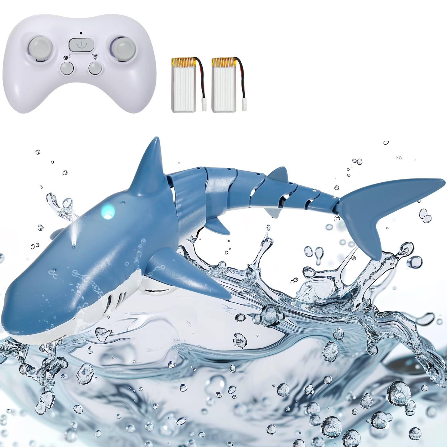 Requin télécommandé VEVOR, bateau téléguidé Shark haute simulation pour piscine de 2,4&nbsp;GHz, poisson-requin électrique téléguidé avec 2 piles,