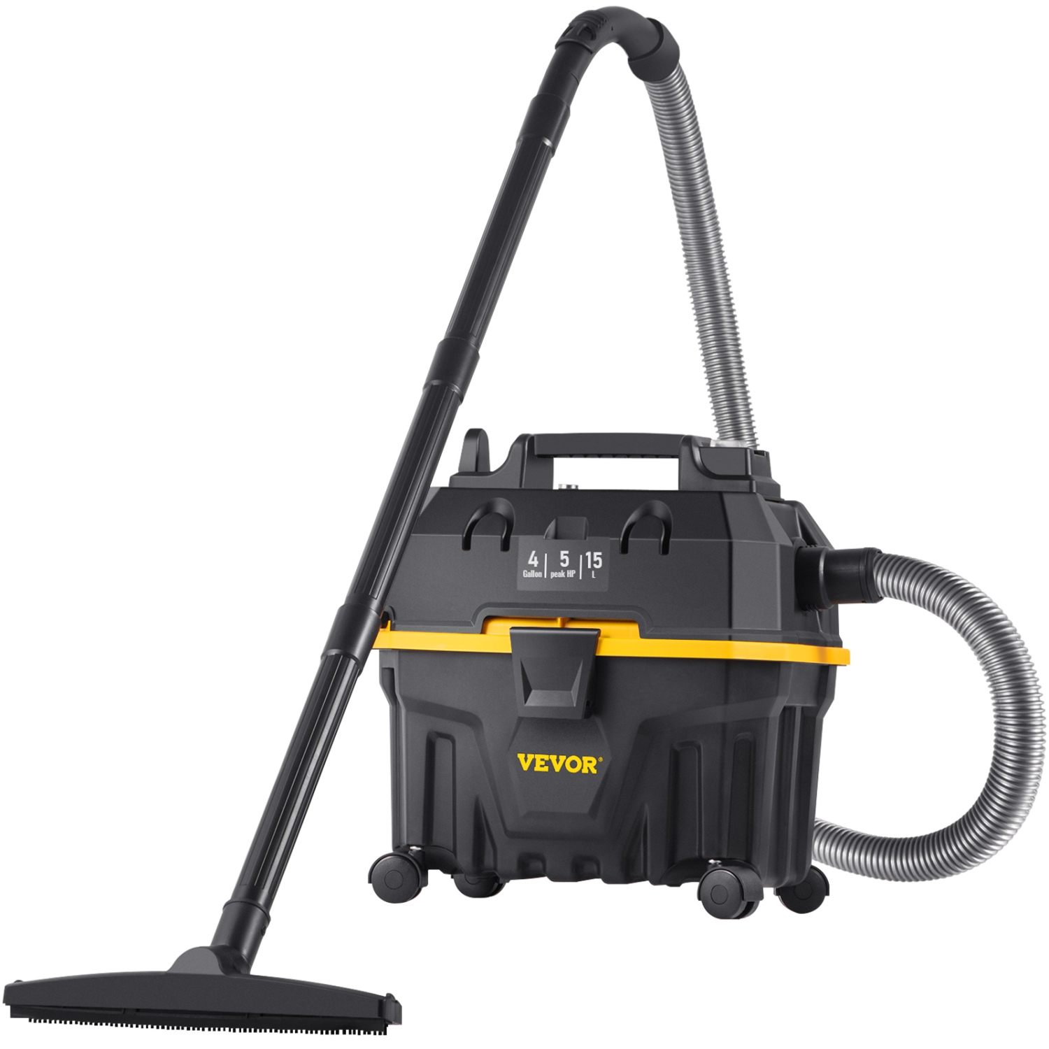 VEVOR 4 Gallon, Wet Dry Vac, 5 Peak HP, 3 in 1 Shop Vacuum with Blowing Function Portable Attachments to Clean Floor, Upholstery, Gap, Car, ETL