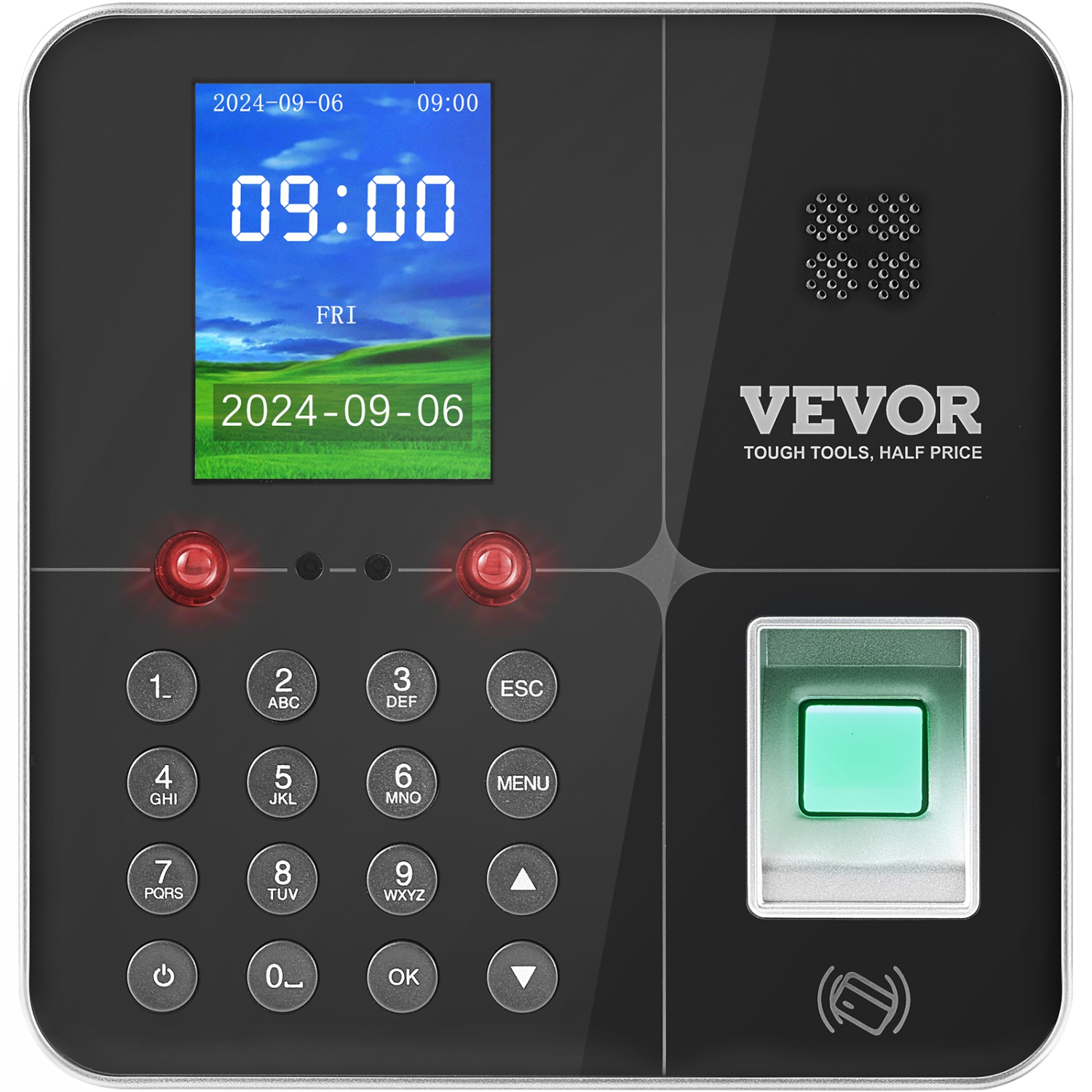 VEVOR 5 RFID Cards & USB Drive, Time Clocks for Employees Business with Face,Fingerprint,RFID and PIN Punching in One, Biometric Time Clock Automatic