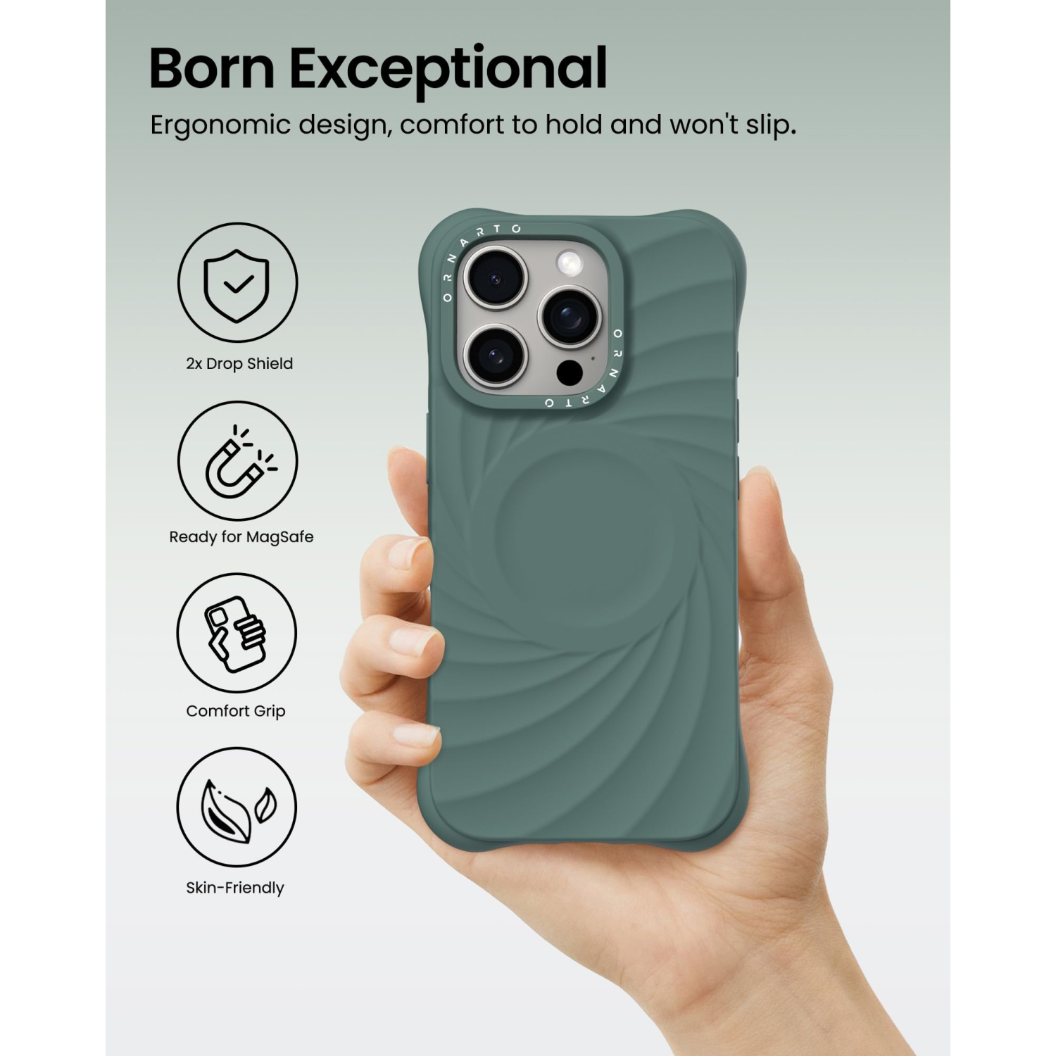 OrnARTO Vortuxe pour iPhone 16 Pro Max de 6,9&nbsp;po, [compatible avec MagSafe/protection de qualité militaire contre les chutes], étui en silicone