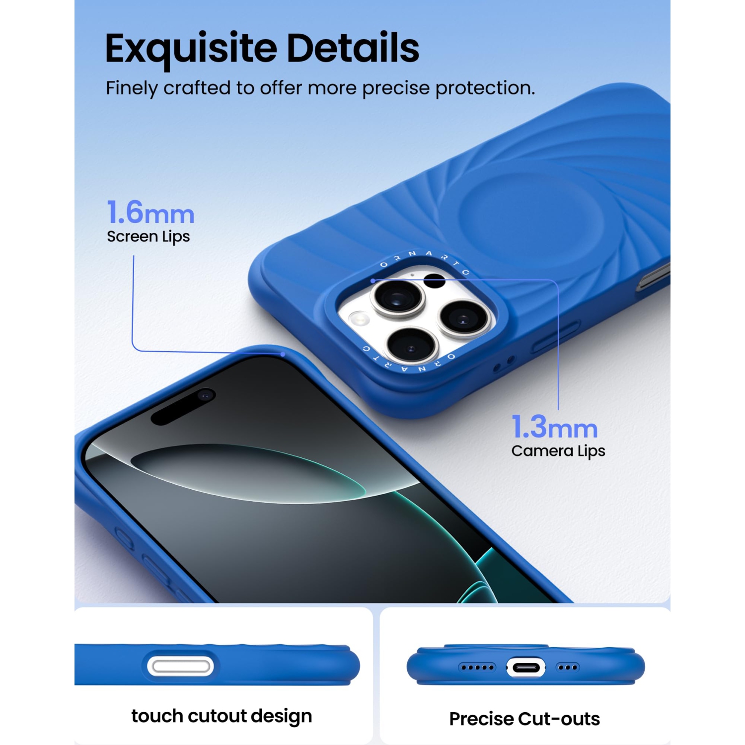 OrnARTO Vortuxe pour iPhone 16 Pro Max de 6,9&nbsp;po, [compatible avec MagSafe/protection de qualité militaire contre les chutes], étui en silicone