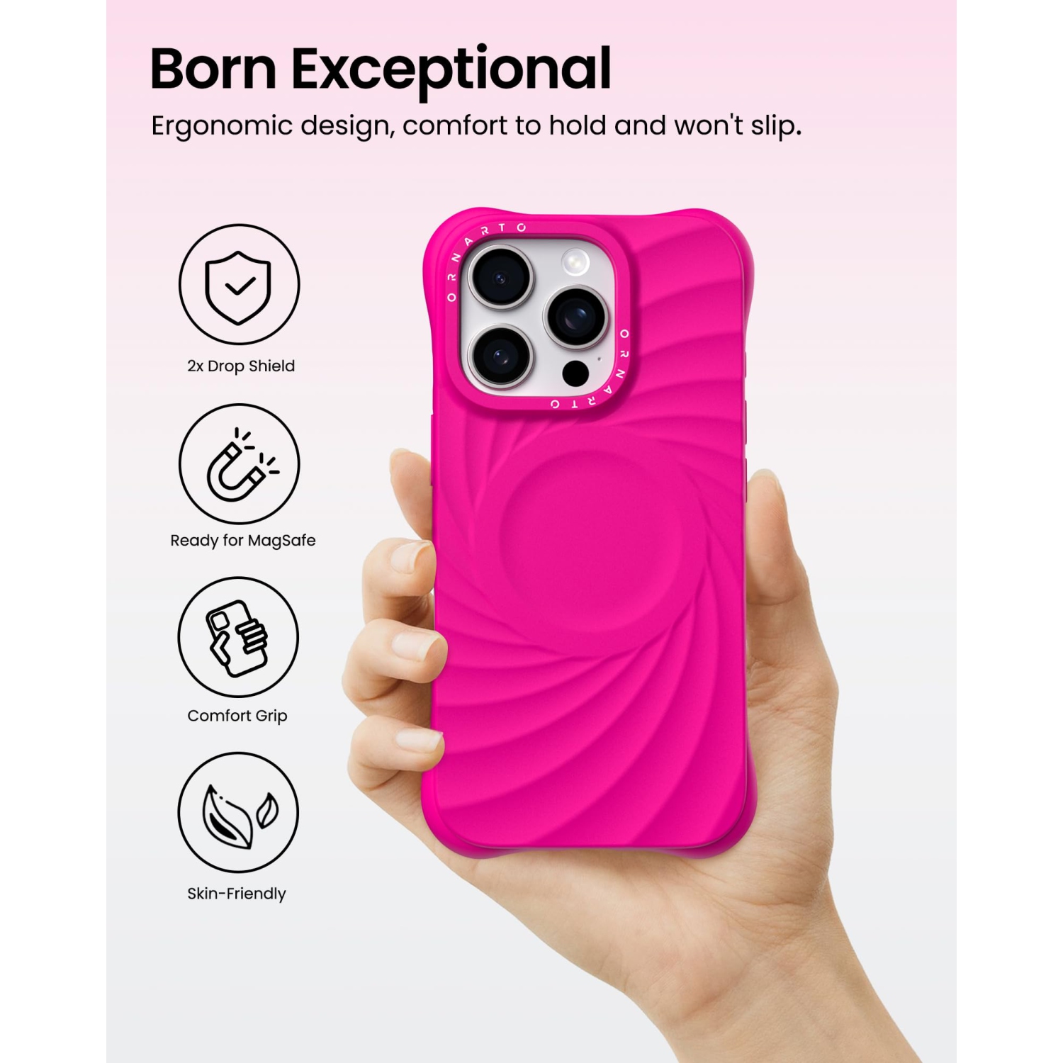 OrnARTO Vortuxe pour iPhone 16 Pro Max de 6,9&nbsp;po, [compatible avec MagSafe/protection de qualité militaire contre les chutes], étui en silicone