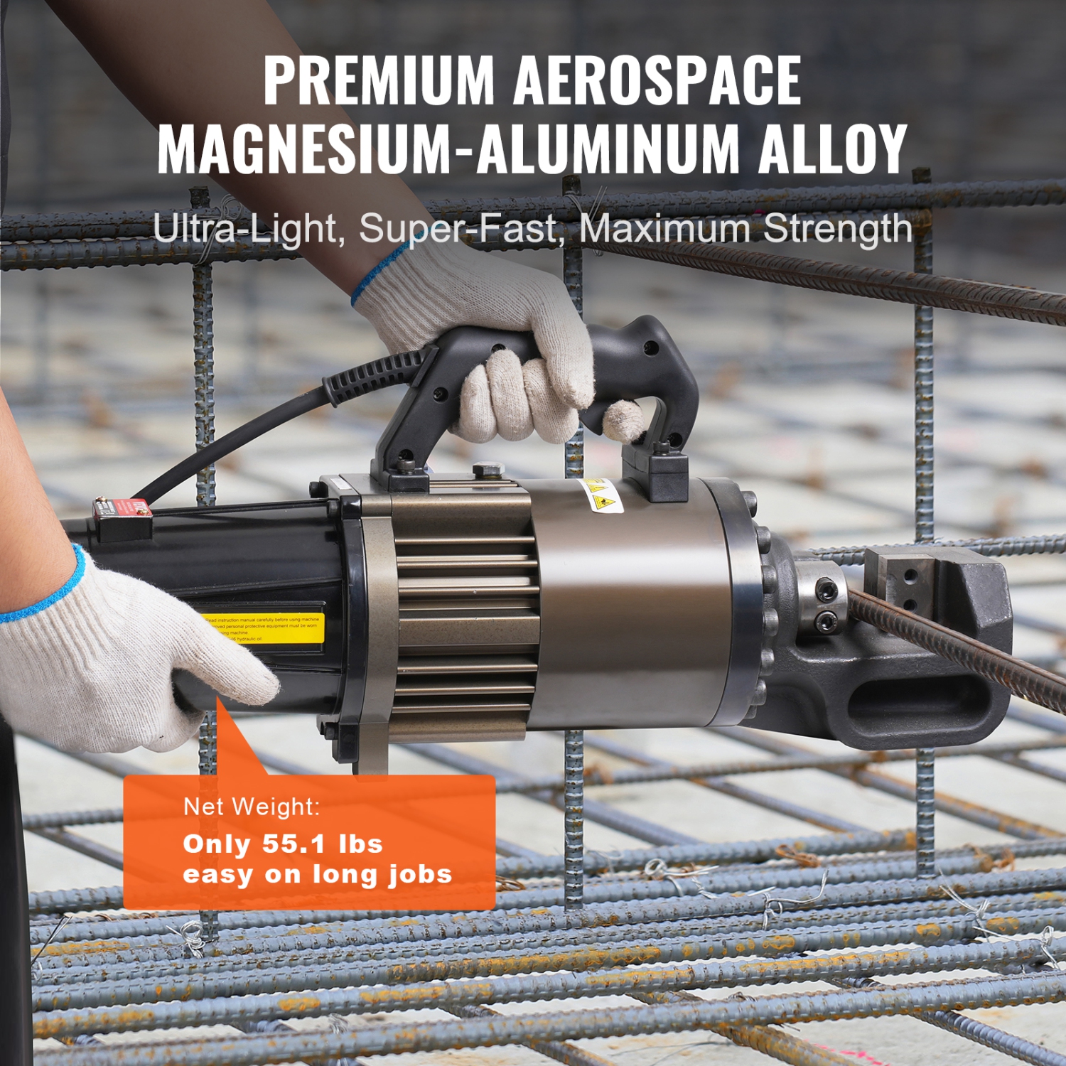 VEVOR 2300W Electric Hydraulic Rebar Cutter, Portable Rebar Cutter, Cutting up to 1.26 Inch Rebar within 4.5 Seconds, High Power Steel Rebar Cutter