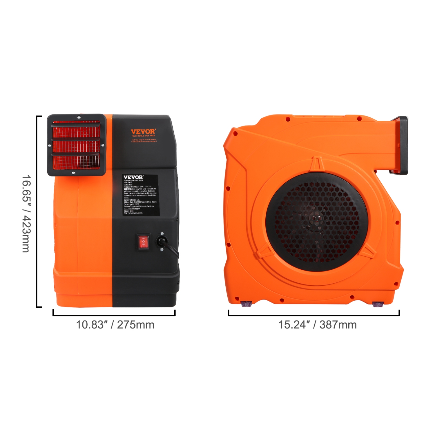 VEVOR 1500W Inflatable Blower, 2 & 2.1 HP Bounce House Blower, Pump Commercial Air Blower for Inflatables, 3100 RPM Bouncy Castle Electric Fan,