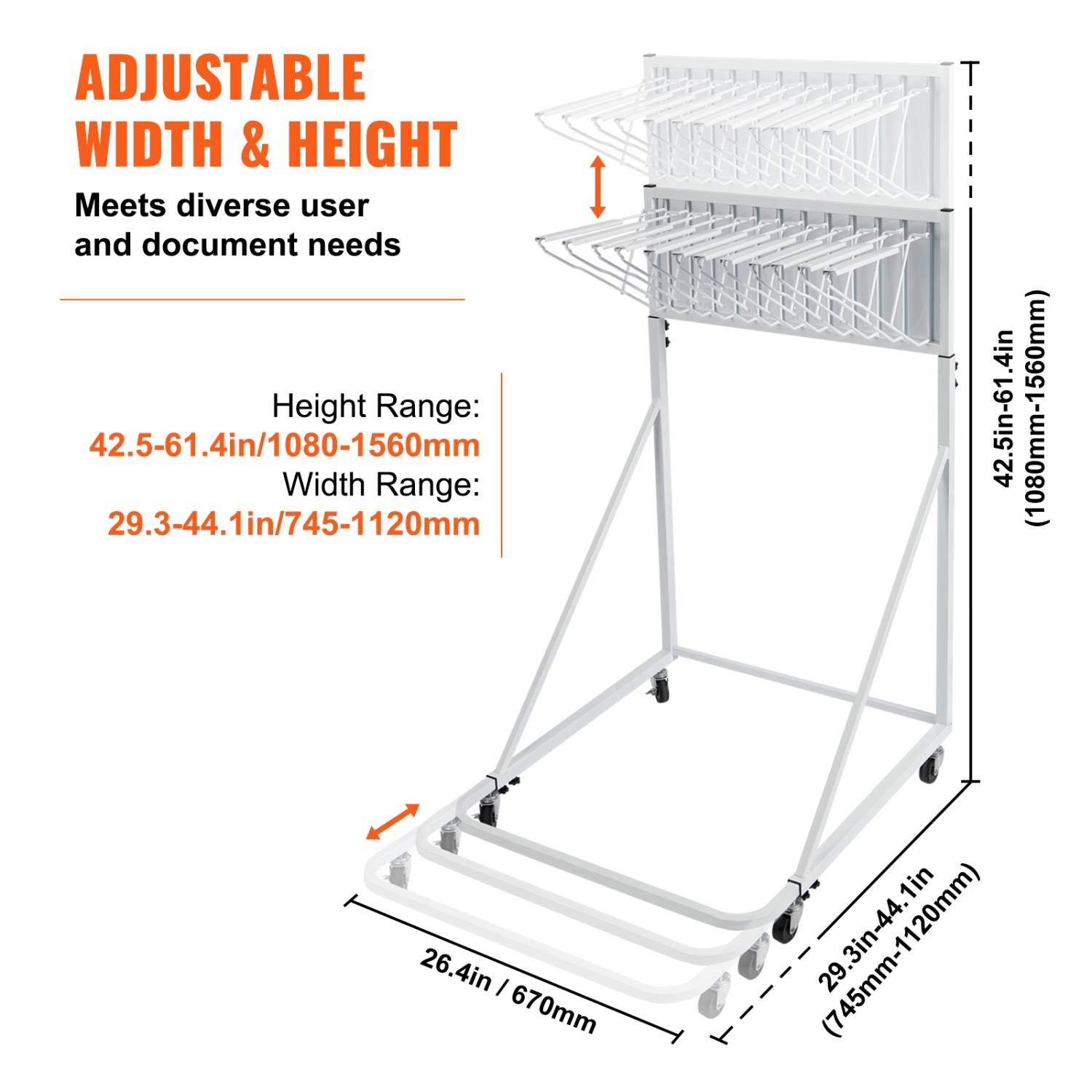 Supports pivotants VEVOR 12, support de rangement mobile pour plan bleu, support mobile à hauteur et longueur réglables, support d'affichage pour le
