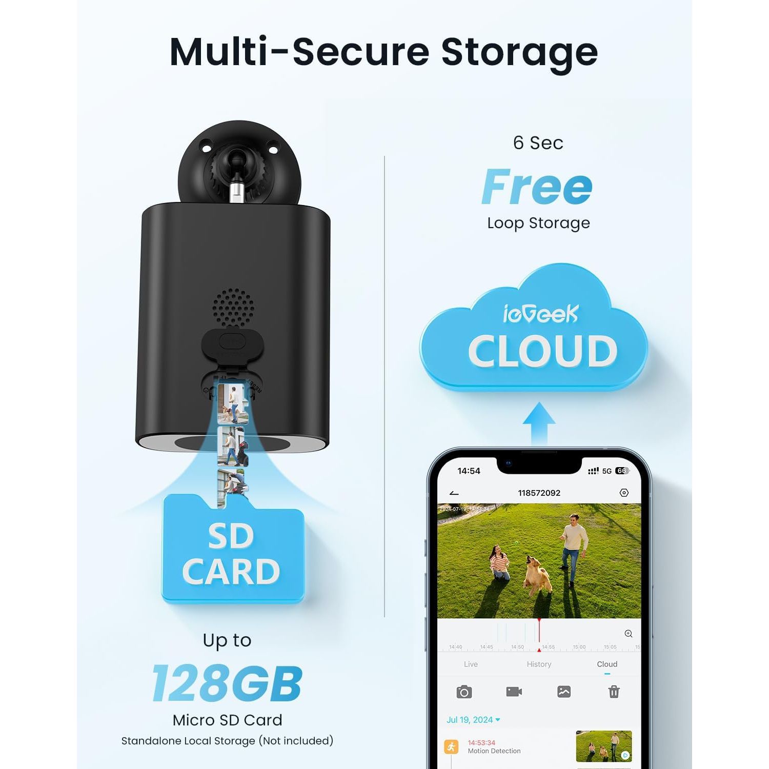 IeGeek – Caméras de sécurité solaires sans fil extérieures, caméra de surveillance extérieure 2K à batterie Wi-Fi, communication à 2 voies, travail