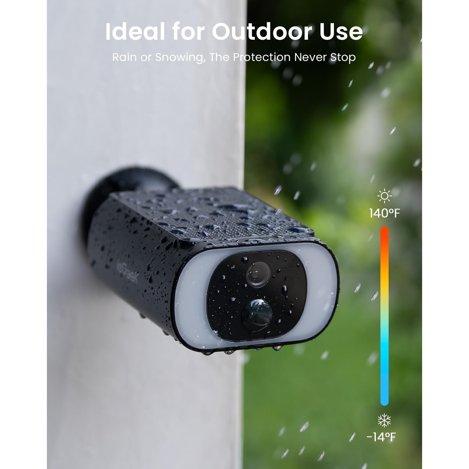 IeGeek – Caméras de sécurité solaires sans fil extérieures, caméra de surveillance extérieure 2K à batterie Wi-Fi, communication à 2 voies, travail