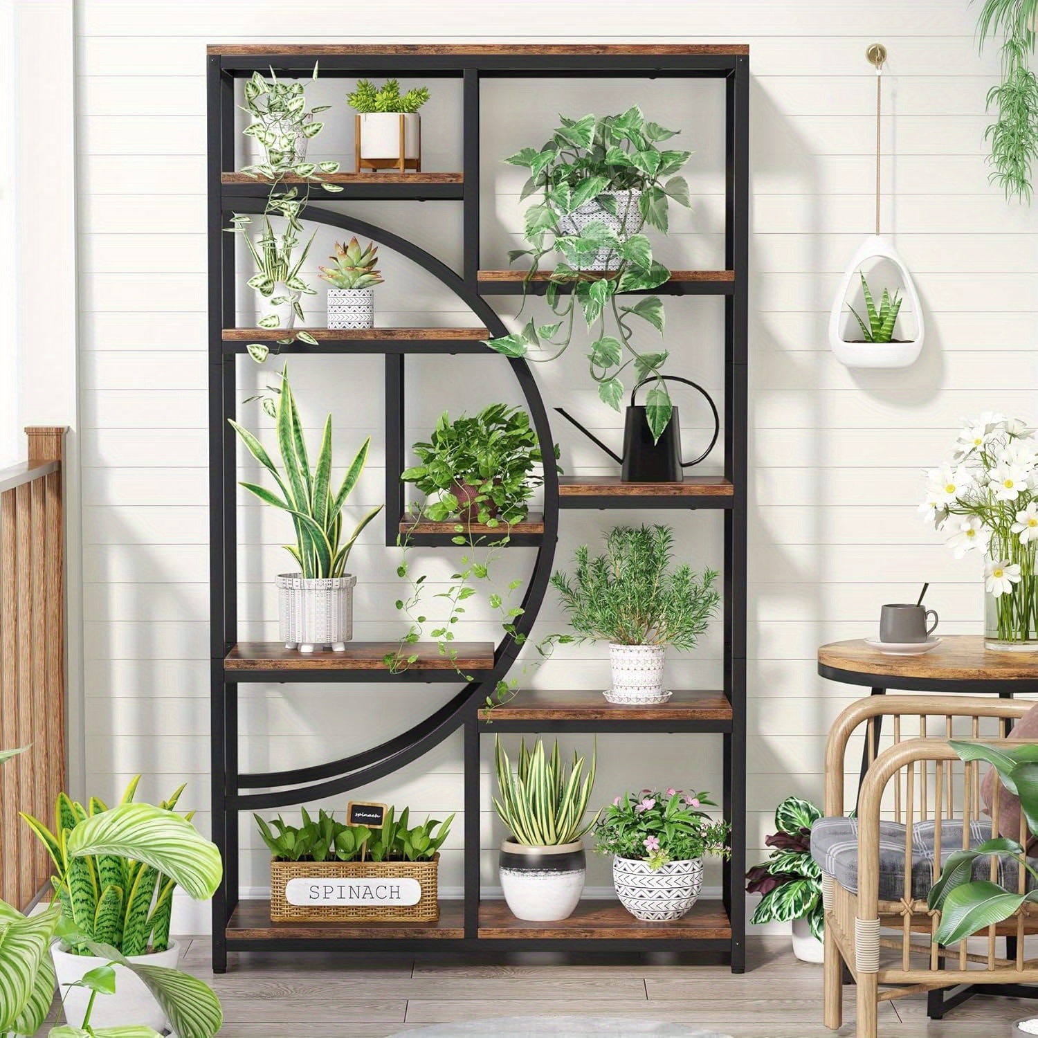 Lantine Display Rack, Storage Shelves, Bookshelf Industrial 5 Tier Bookcase, Freestanding Tall Bookshelves Display Shelf Storage Organizer with