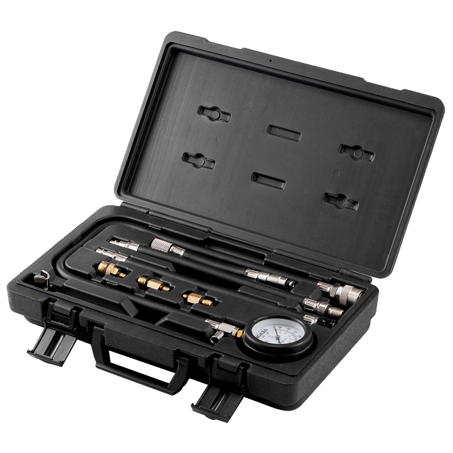 VEVOR 9 Pcs Compression Tester Adapter Kit, Automotive Engine Cylinder Leak Down Compression Test, Accurate Dual Scale Pressure Gauge 0-300 psi, with