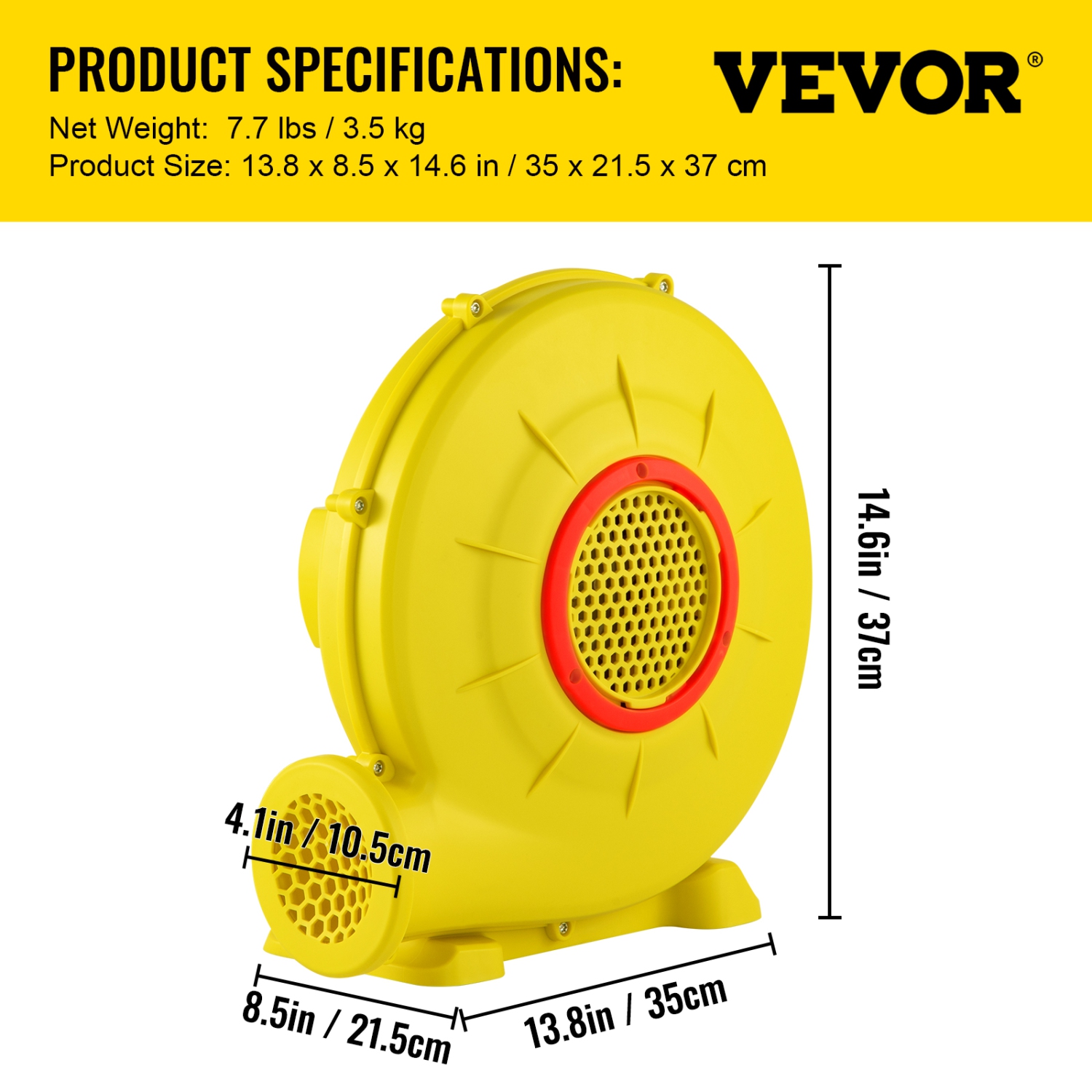 VEVOR 450W 0.6HP Air Blower, Inflatable Blower, Portable Bounce House Blower, 1750Pa Commercial Air Blower Pump Fan, Used for Inflatable Bouncy