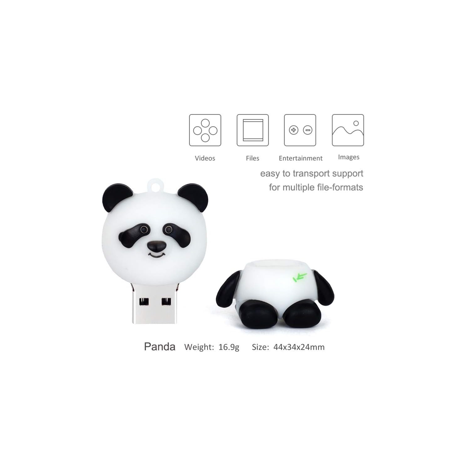 Panda Shaped USB Flash Drive - Durable and dustproof, 64GB high-speed storage for music, movies and documents, a great gift