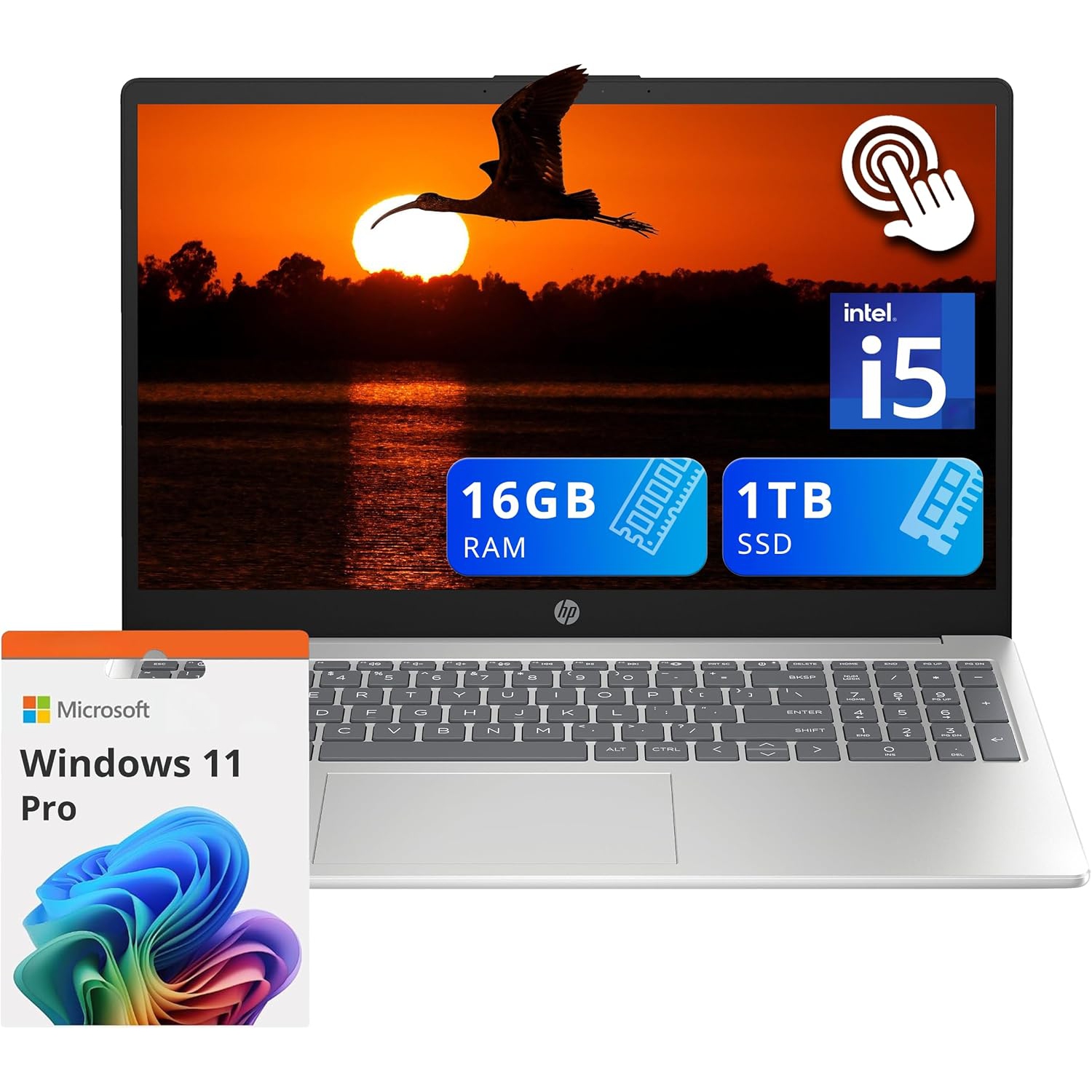 Open Box - HP Pavilion 15.6" HD Touchscreen Laptop, Intel i5-1235U, 1TB PCIe SSD, 16GB DDR4 RAM, Intel Iris Xe Graphics, Full Size Keyboard, 720p Webcam, Wi-Fi 6E, Win 11 Pro