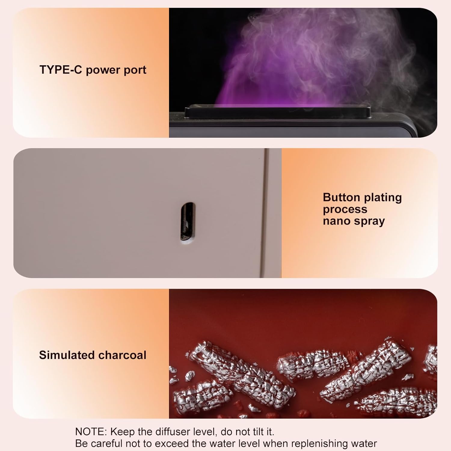 Flame Oil Diffuser, Aromatherapy Humidifier, Automatic Shutoff, Essential Oil Diffuser, Fireplace Flame Aromatherapy Diffuser for Spa Home Yoga