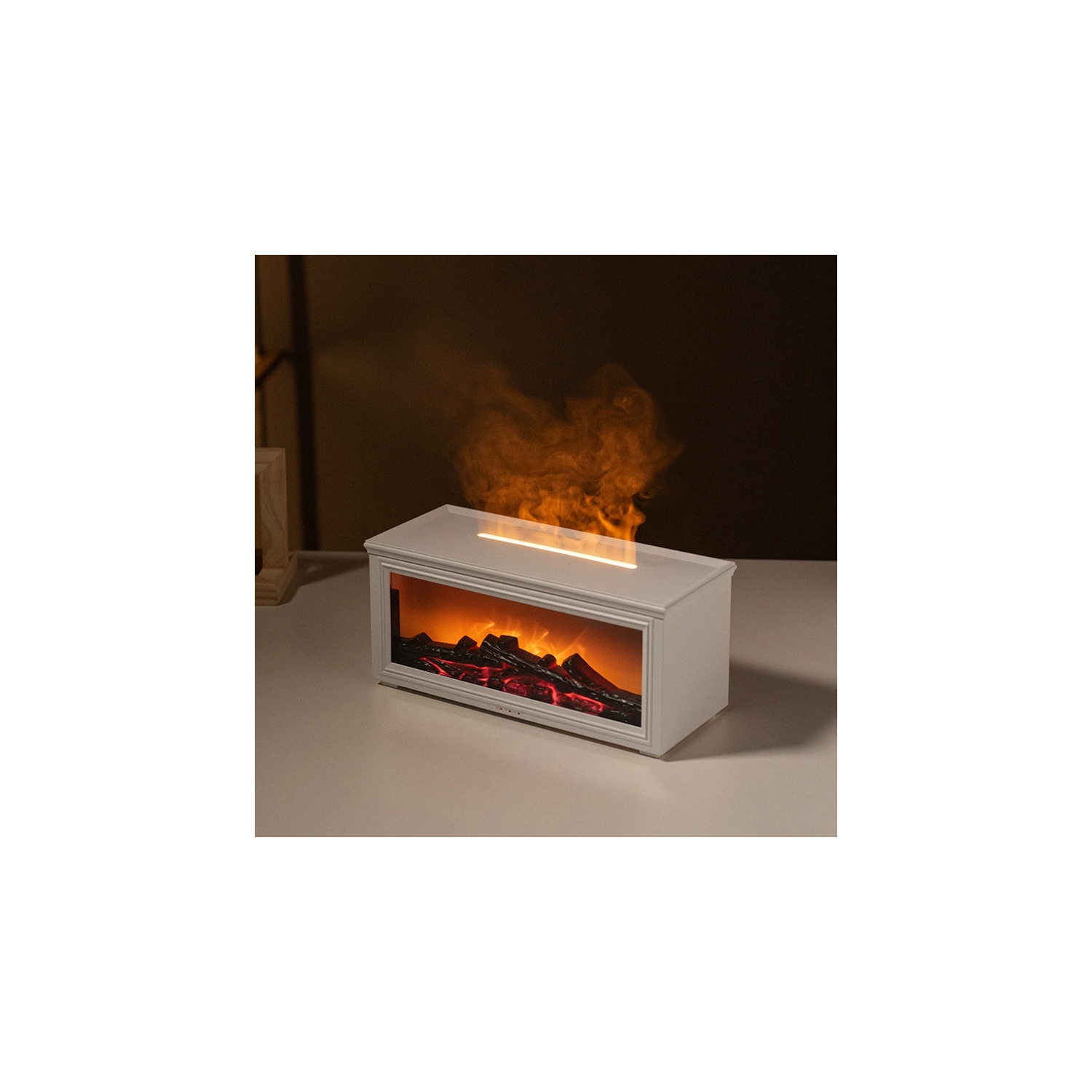 Color Flame Aromatherapy Diffuser USB Plug-in Home Office Desktop Colorful Aromatherapy Humidifier - White