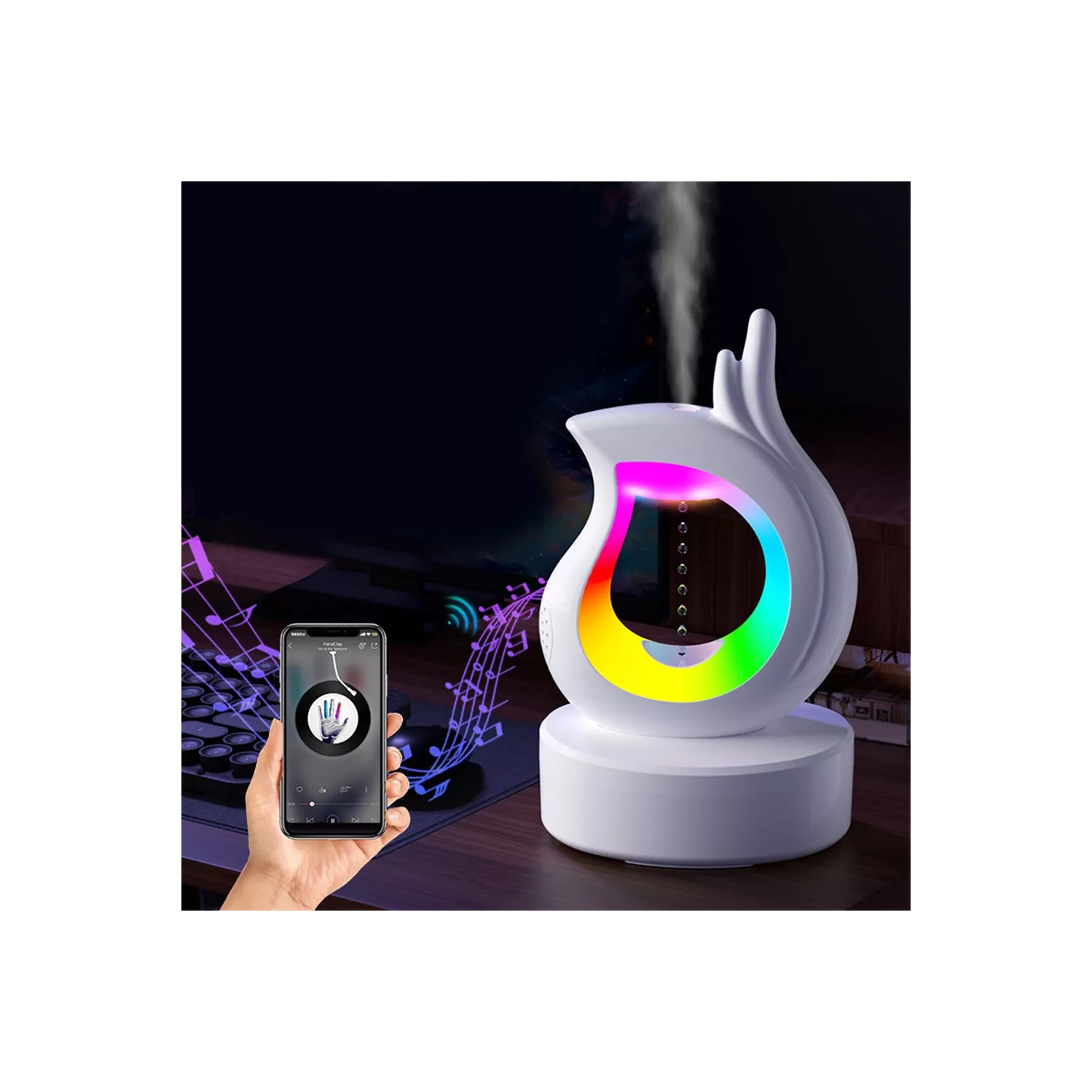 Anti-Gravity Humidifier with Bluetooth Speaker, Cool Mist Humidifier for Bedroom
