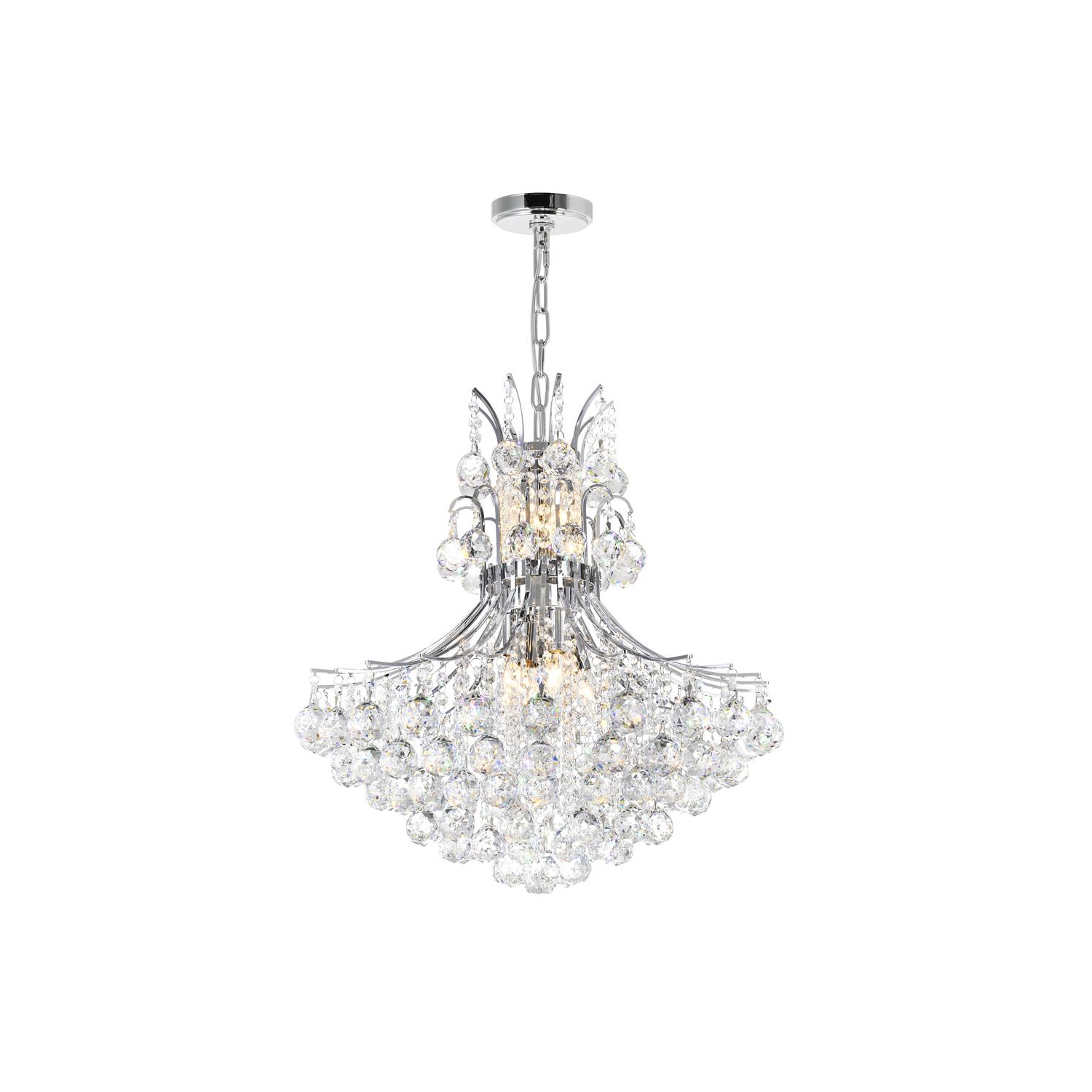 Lustre à 10 lumières en duvet Princesse au fini chromé