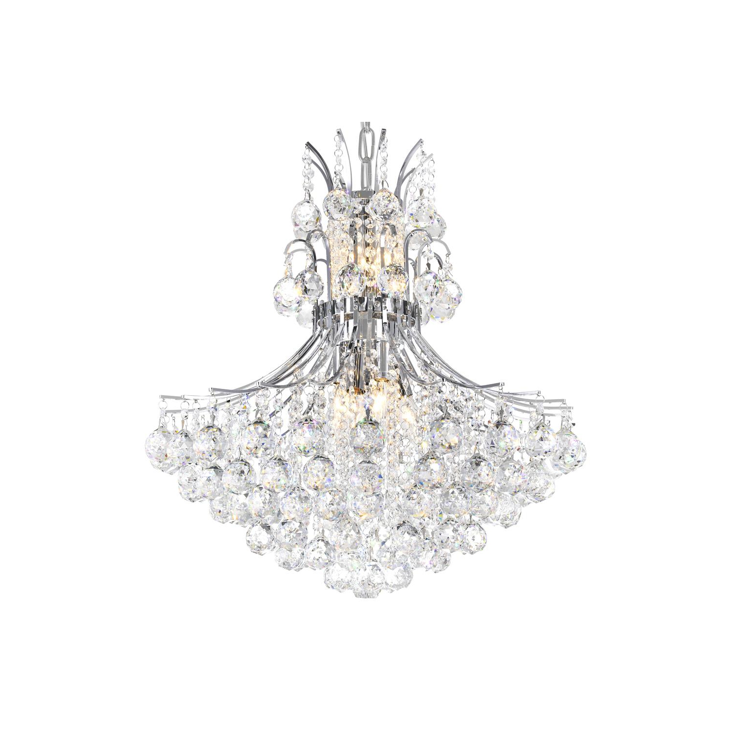 Lustre à 10 lumières en duvet Princesse au fini chromé