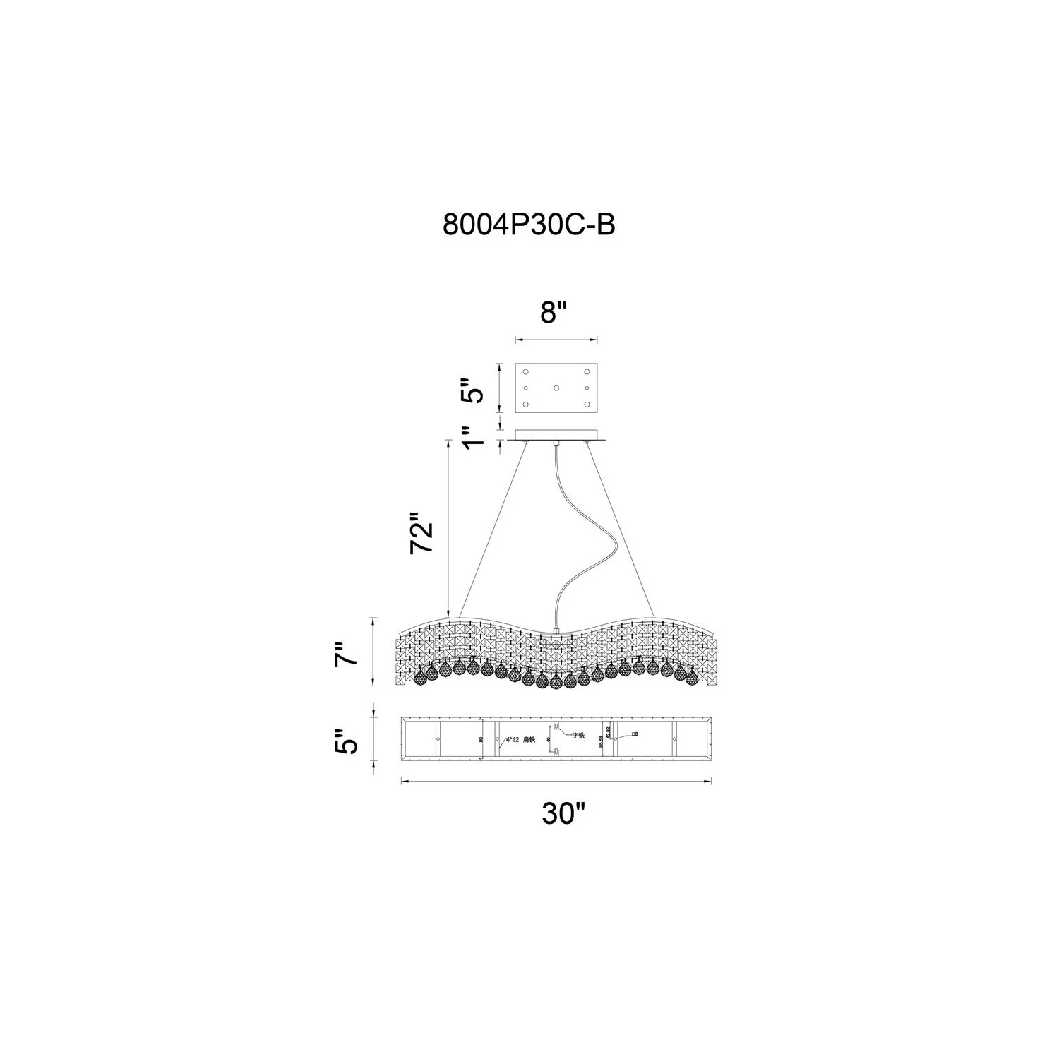 Glamorous 5 Light Down Chandelier With Chrome Finish