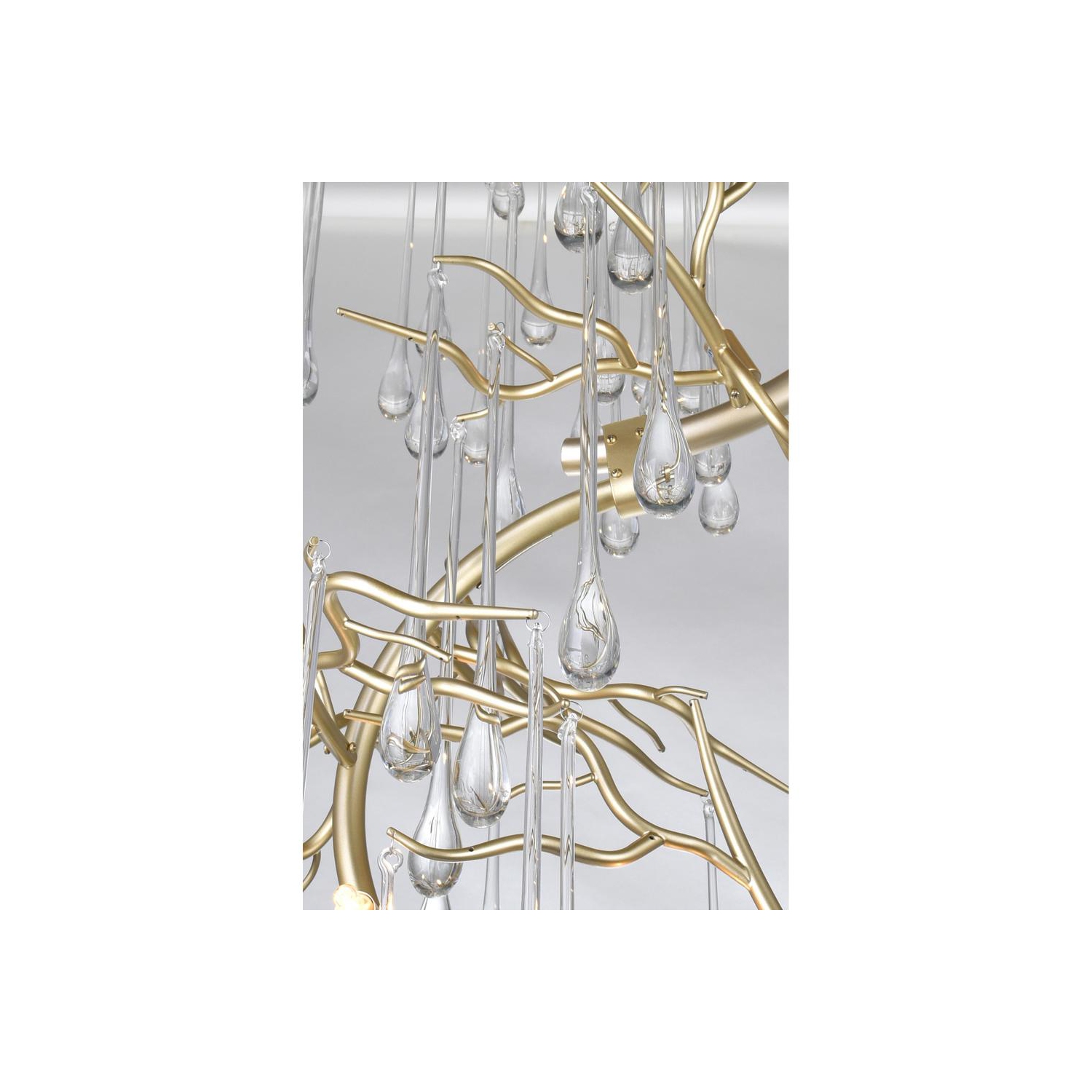 Lustre Anita à 12 lampes avec fini feuille dorée
