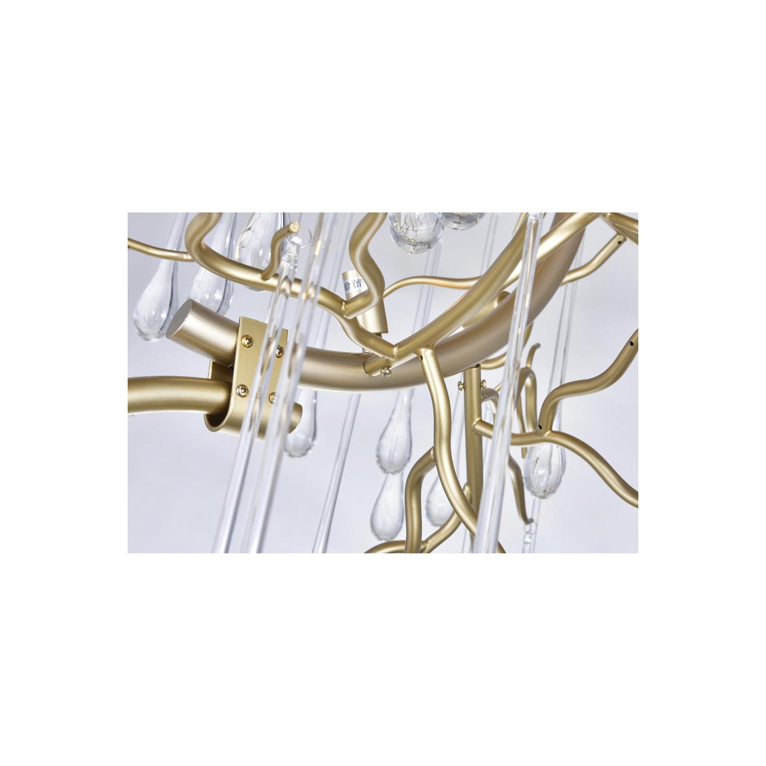 Lustre Anita à 12 lampes avec fini feuille dorée
