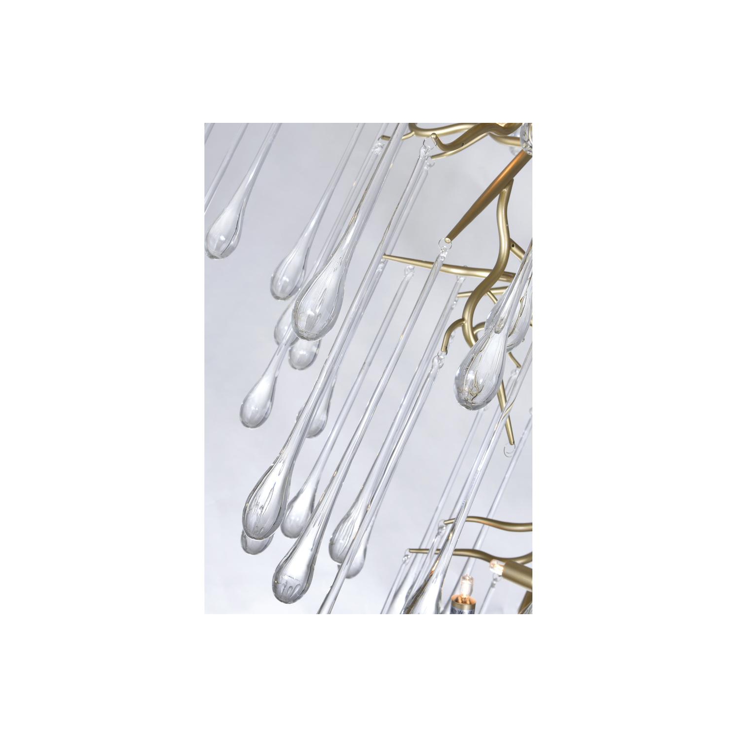 Lustre Anita à 12 lampes avec fini feuille dorée