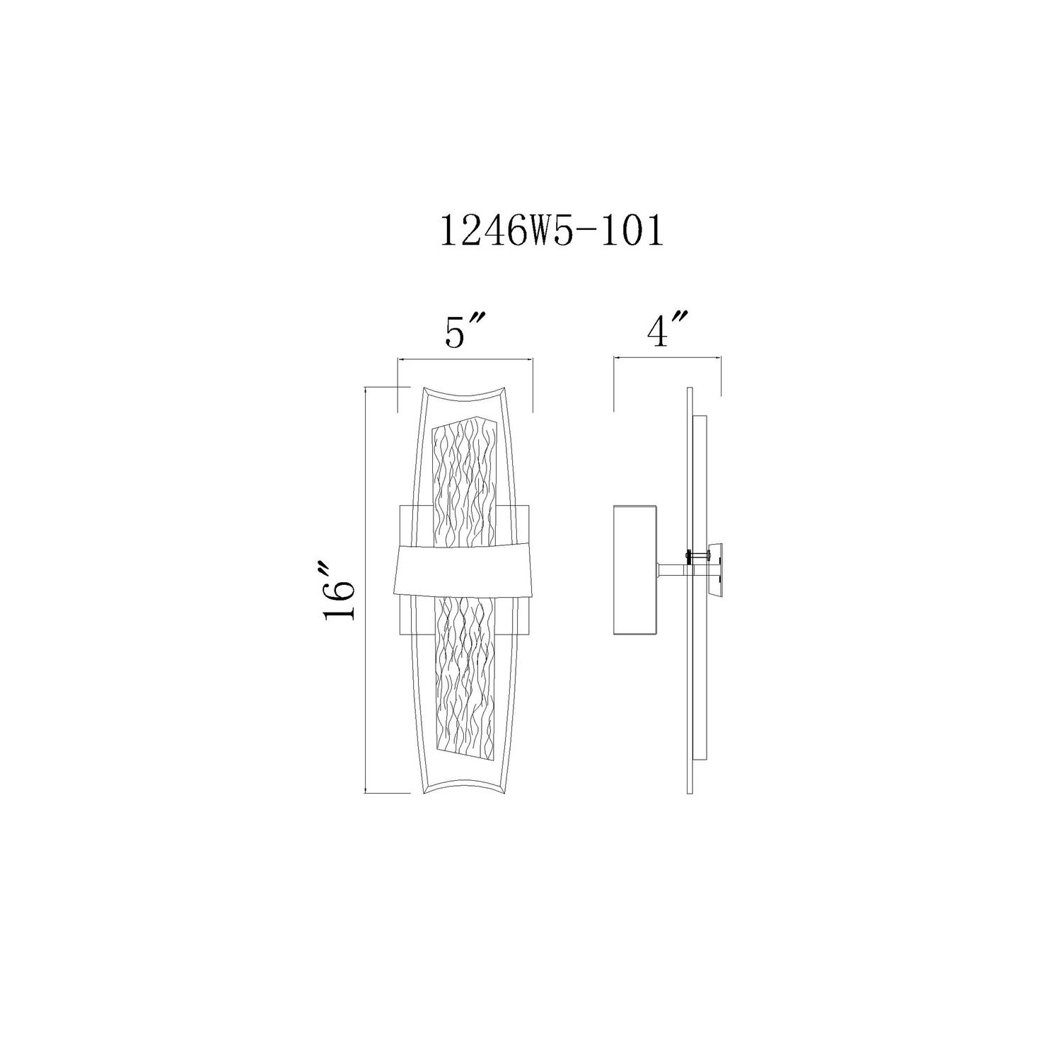 Guadiana 5 in LED Black Wall Sconce