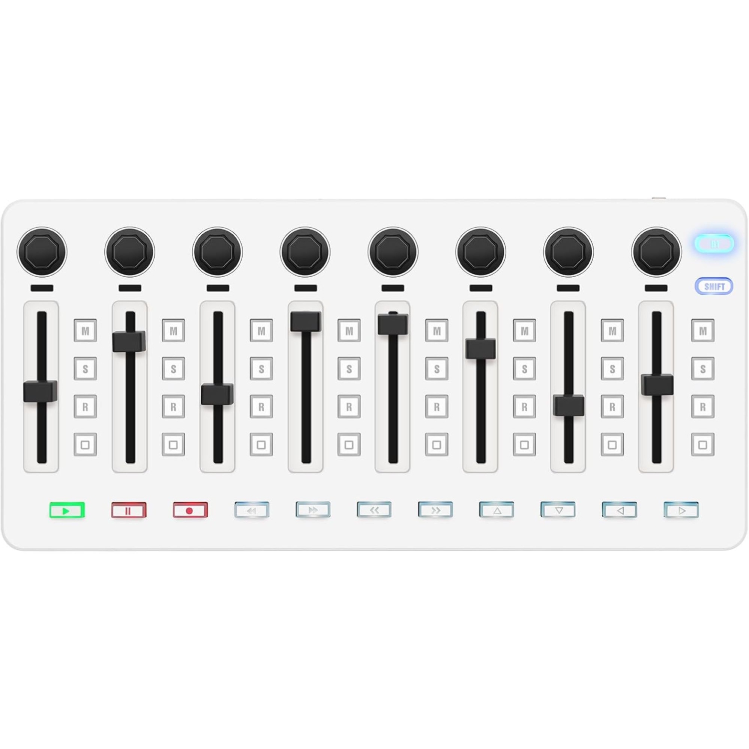 M-WAVE Wireless MIDI Controller - Bluetooth USB MIDI Mixer with 8 Knobs, DAW Integration - White